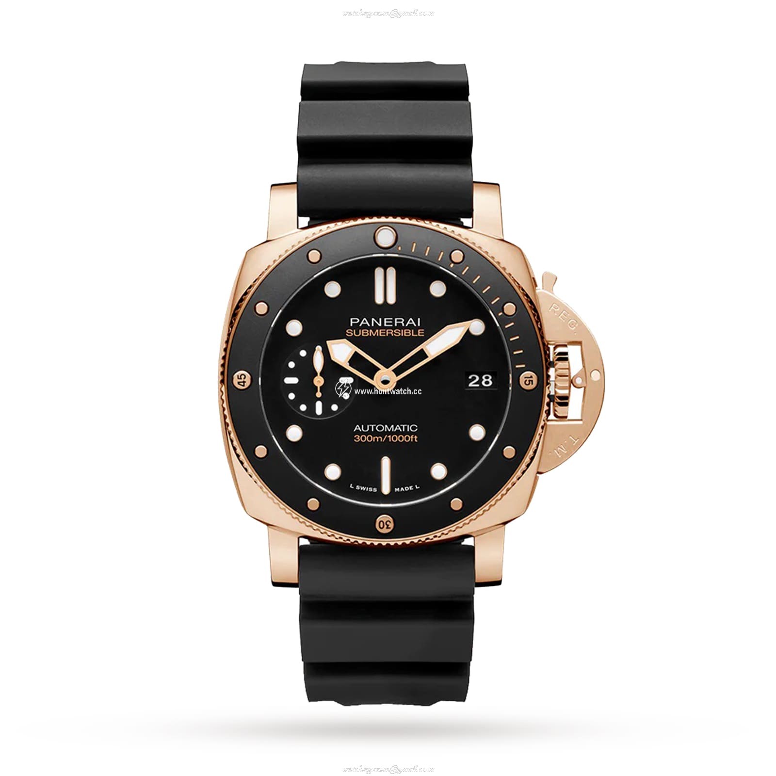 Panerai Submersible PAM02164 - 42mm Rose Gold Automatic Black Replica Watch