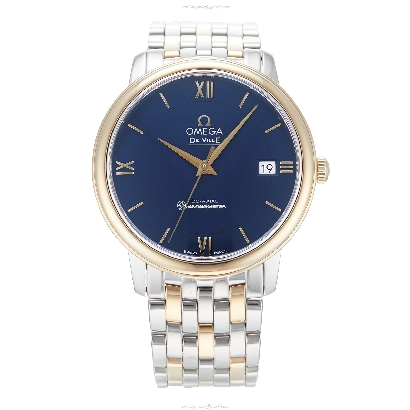 Omega De Ville Prestige Automatic Watch - 37mm Blue Dial - Stainless Steel & Gold