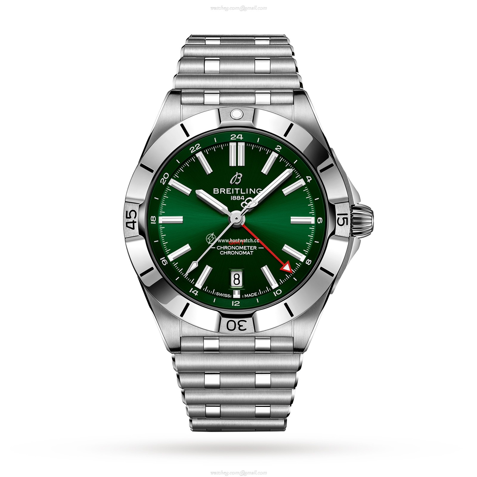 Breitling Chronomat Automatic GMT 40mm Green Dial Stainless Steel Watch