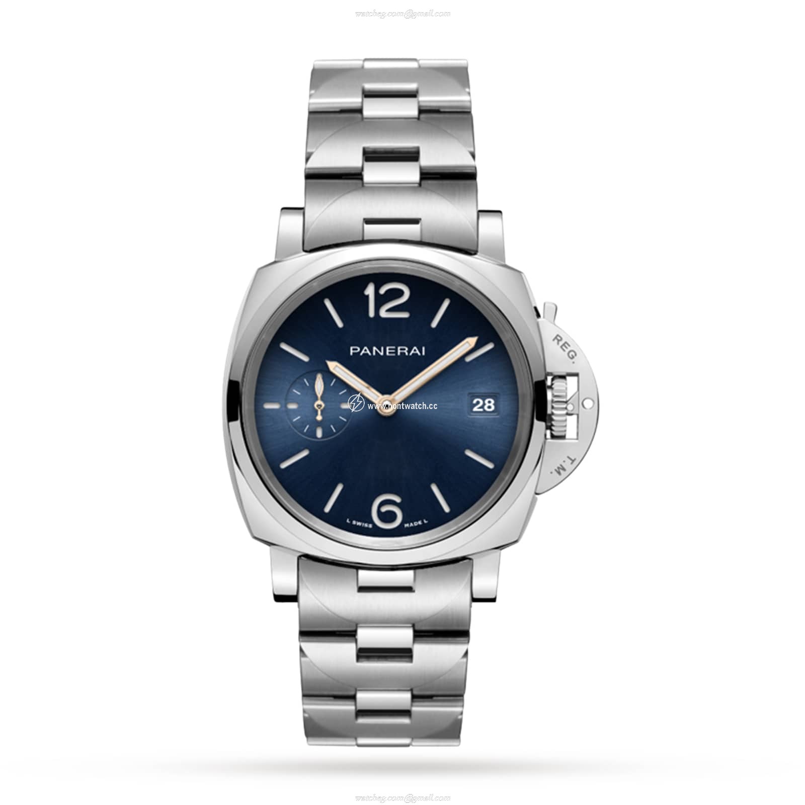 Panerai Luminor Due PAM01123 Automatic Watch - 38mm Blue Dial Stainless Steel