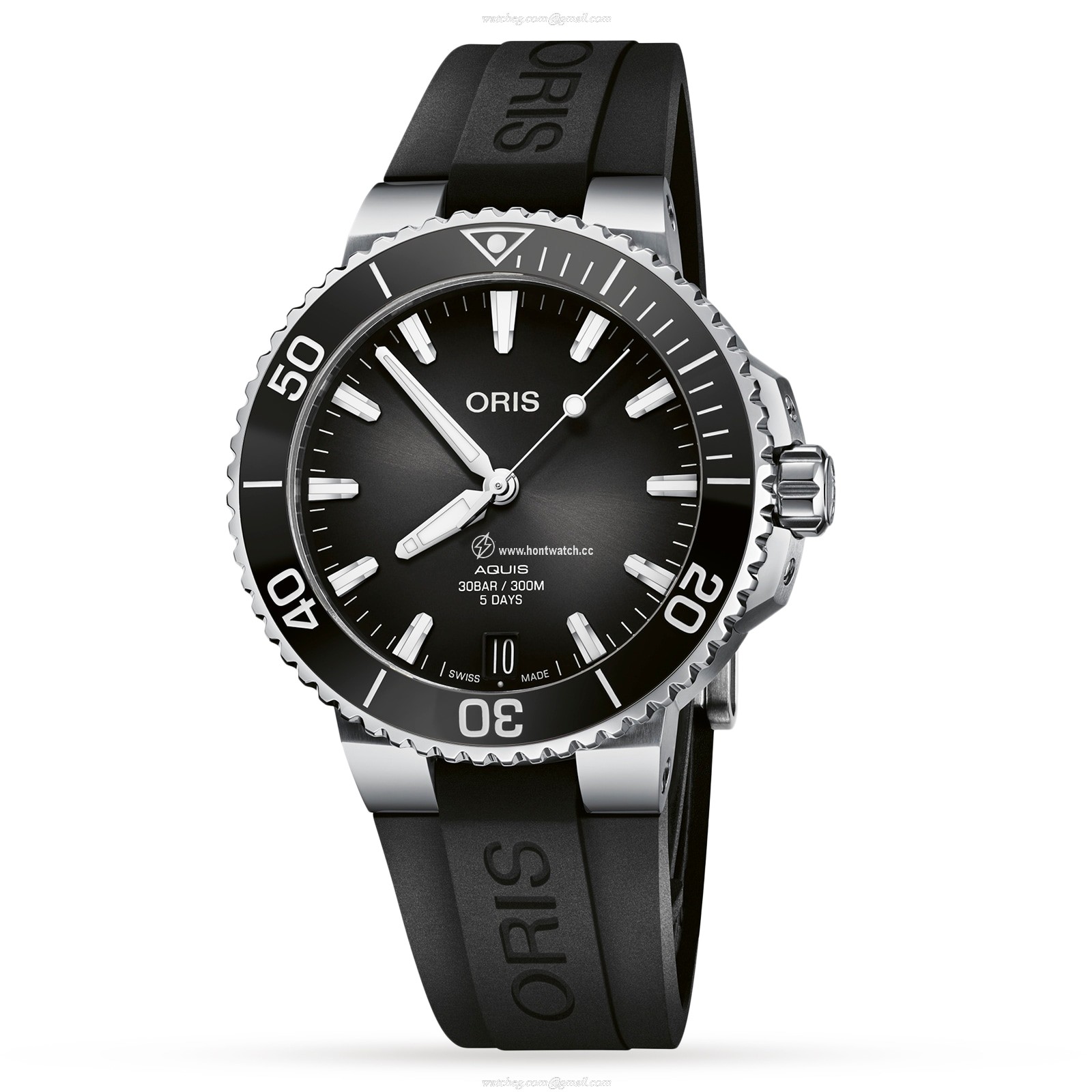 Oris Diving Automatic Watch - 41.5mm Black Dial - Stainless Steel & Rubber