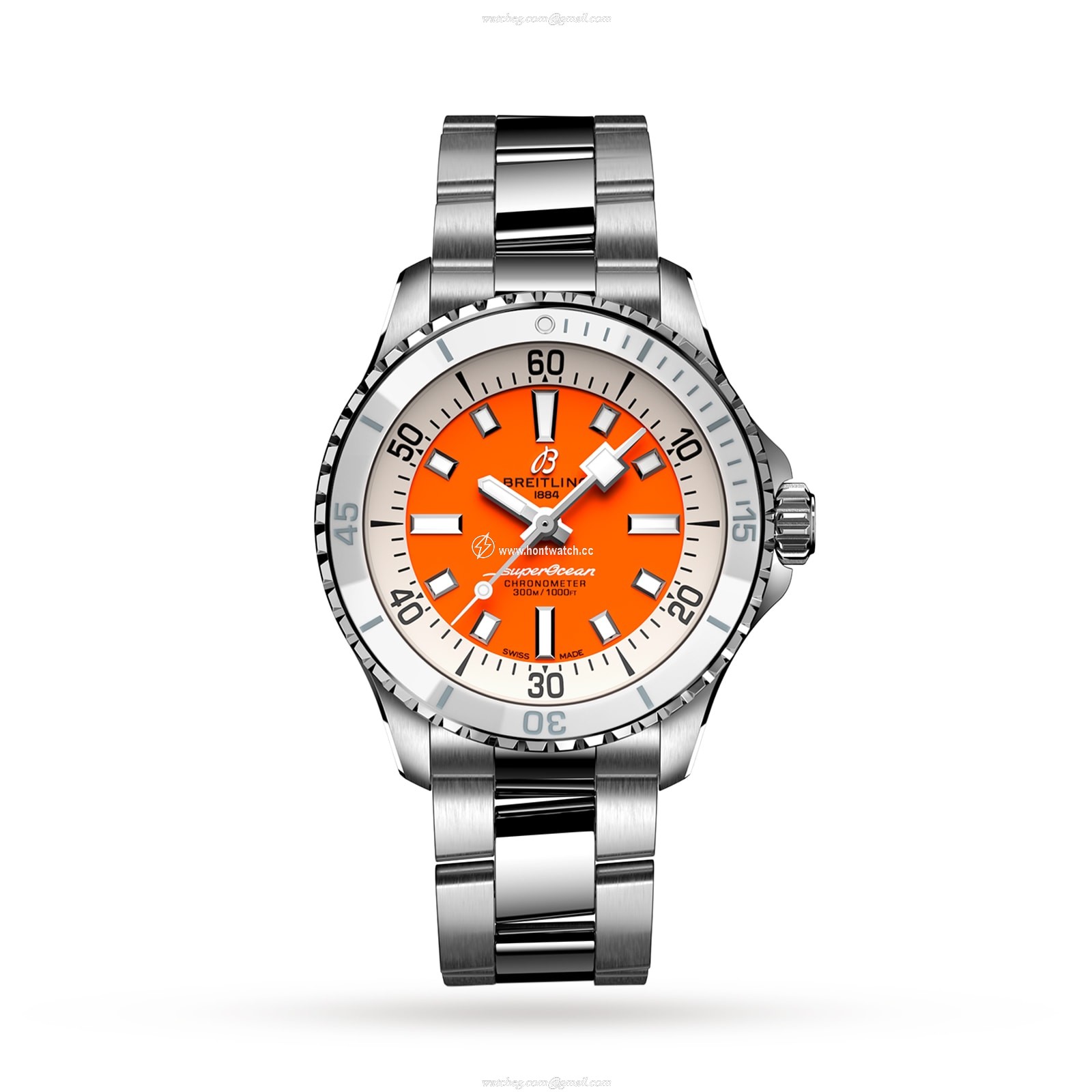 Breitling Superocean 36mm Automatic Orange Dial - Stainless Steel Watch