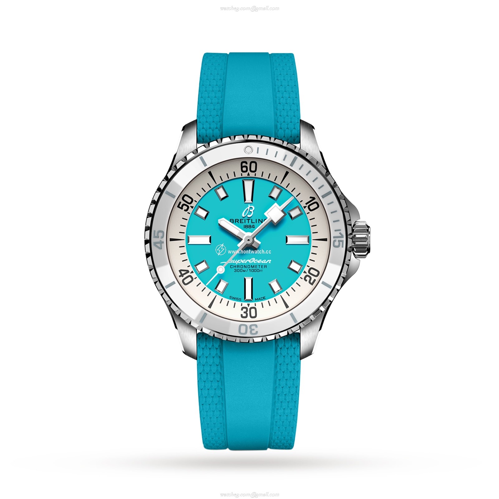 Breitling Superocean 36mm Automatic Turquoise Watch - Stainless Steel