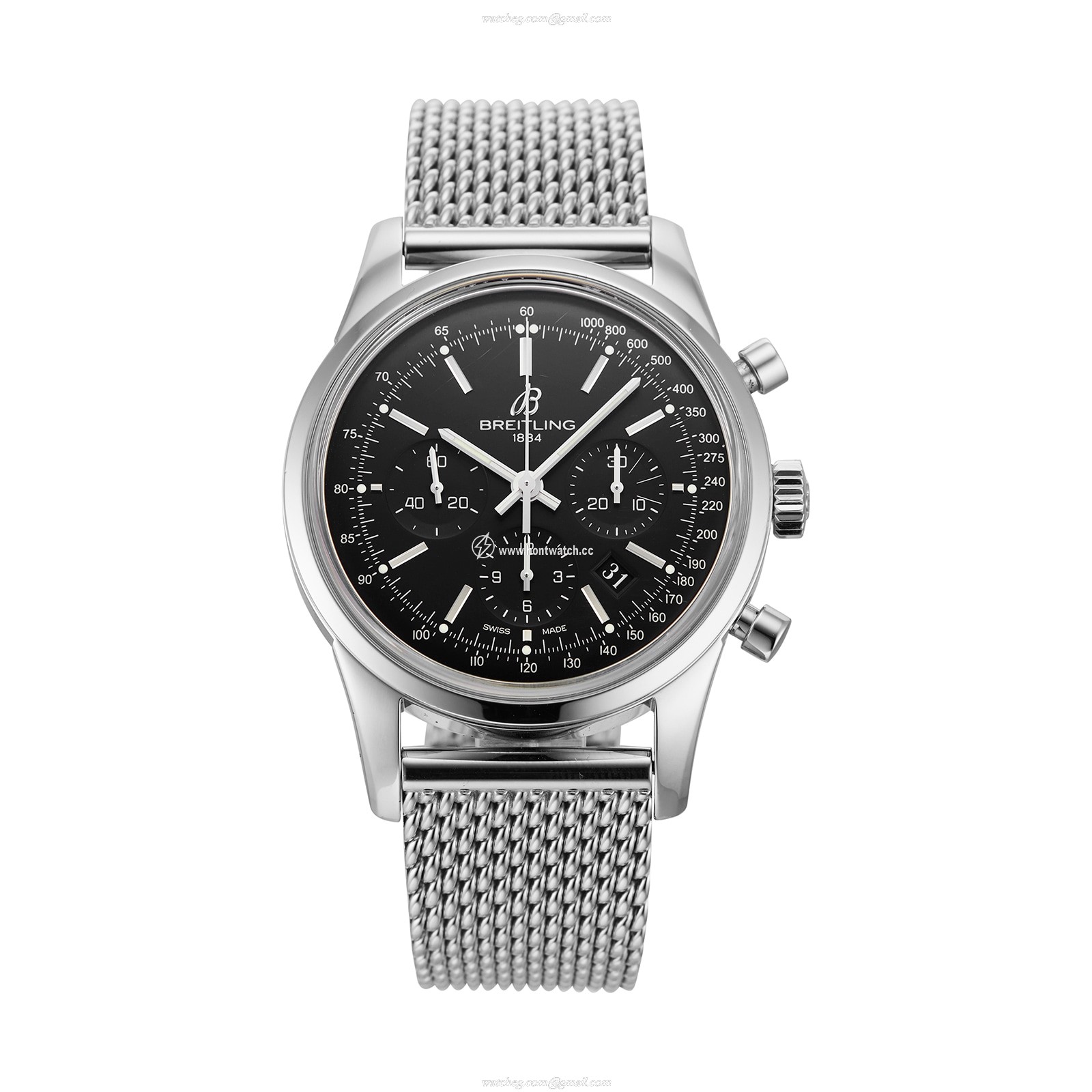 Breitling Transocean Chronograph 43mm Automatic Black Dial - Stainless Steel