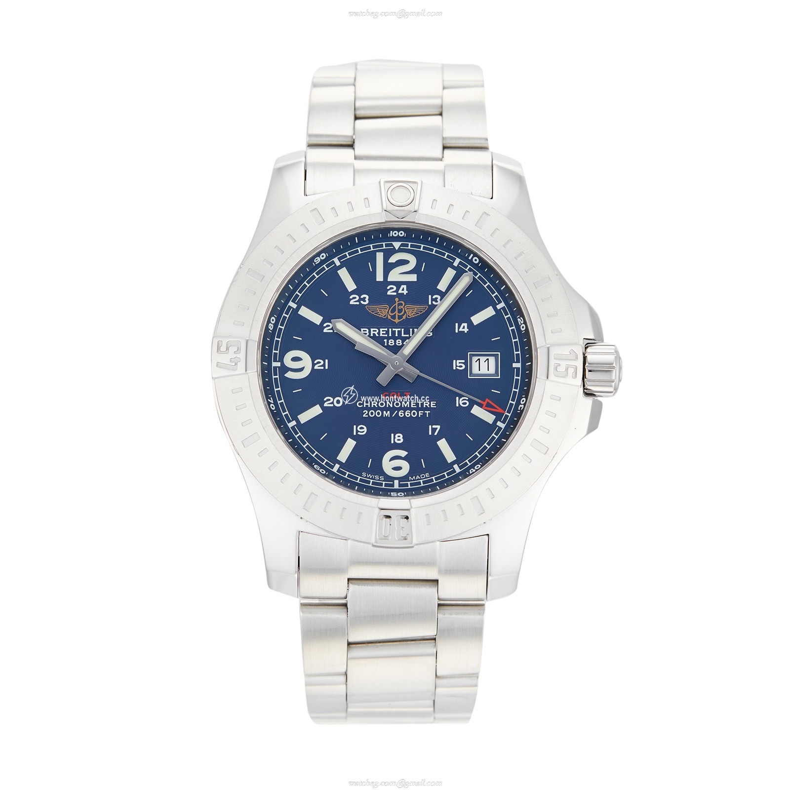 Pre-Owned Breitling Colt Quartz Watch - 44mm Blue Dial Stainless Steel