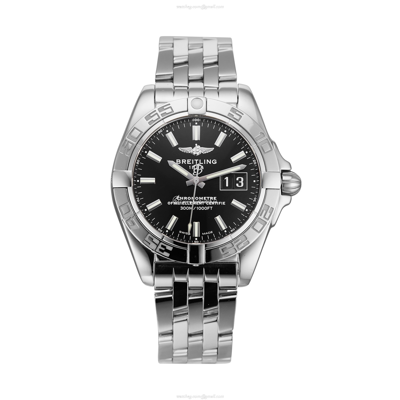 Pre-Owned Breitling Galactic 41 Automatic Watch - Black Dial - Stainless Steel