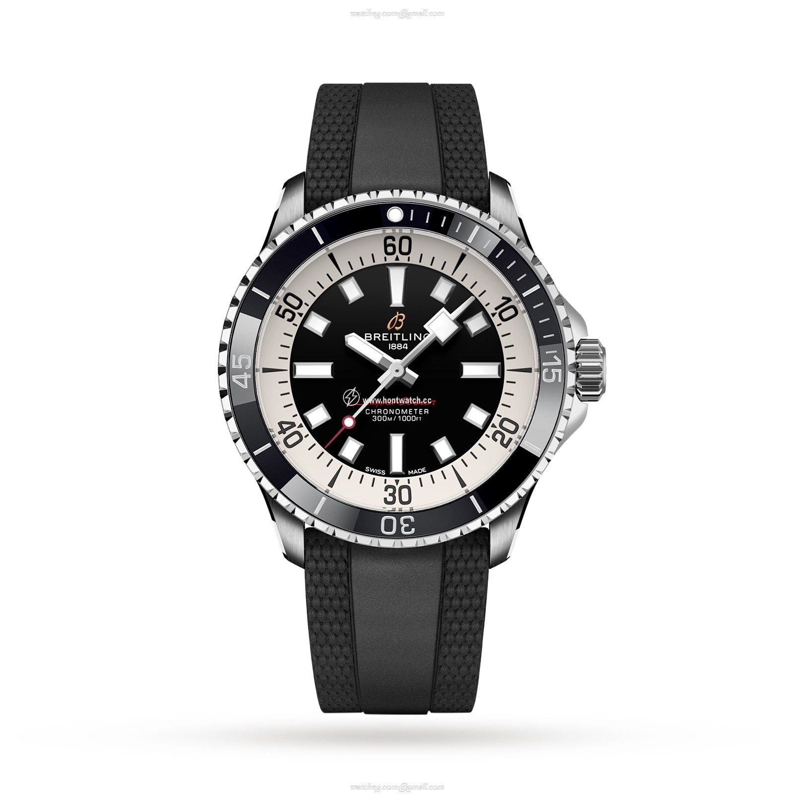 Breitling Superocean 42mm Automatic Black Dial - Stainless Steel Rubber Strap