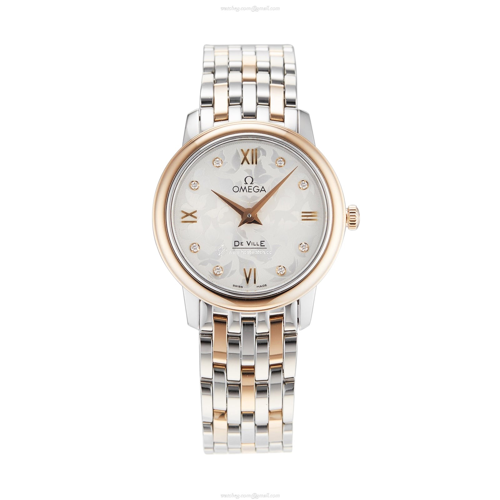 Omega De Ville Ladies Watch - 27mm Stainless Steel & Rose Gold - Quartz Silver Dial