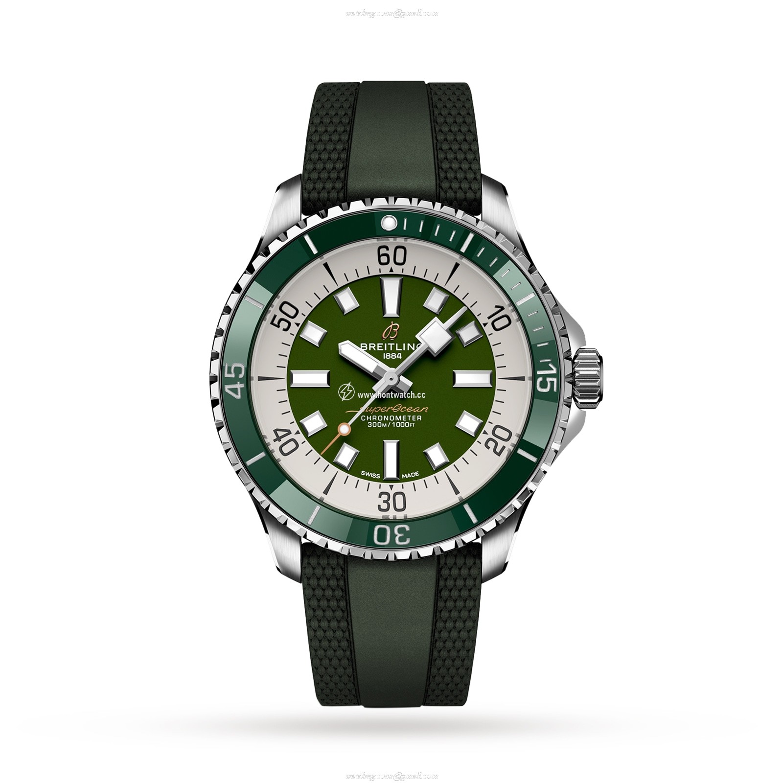 Breitling Superocean Automatic 44mm - Green Dial - Stainless Steel & Rubber Strap