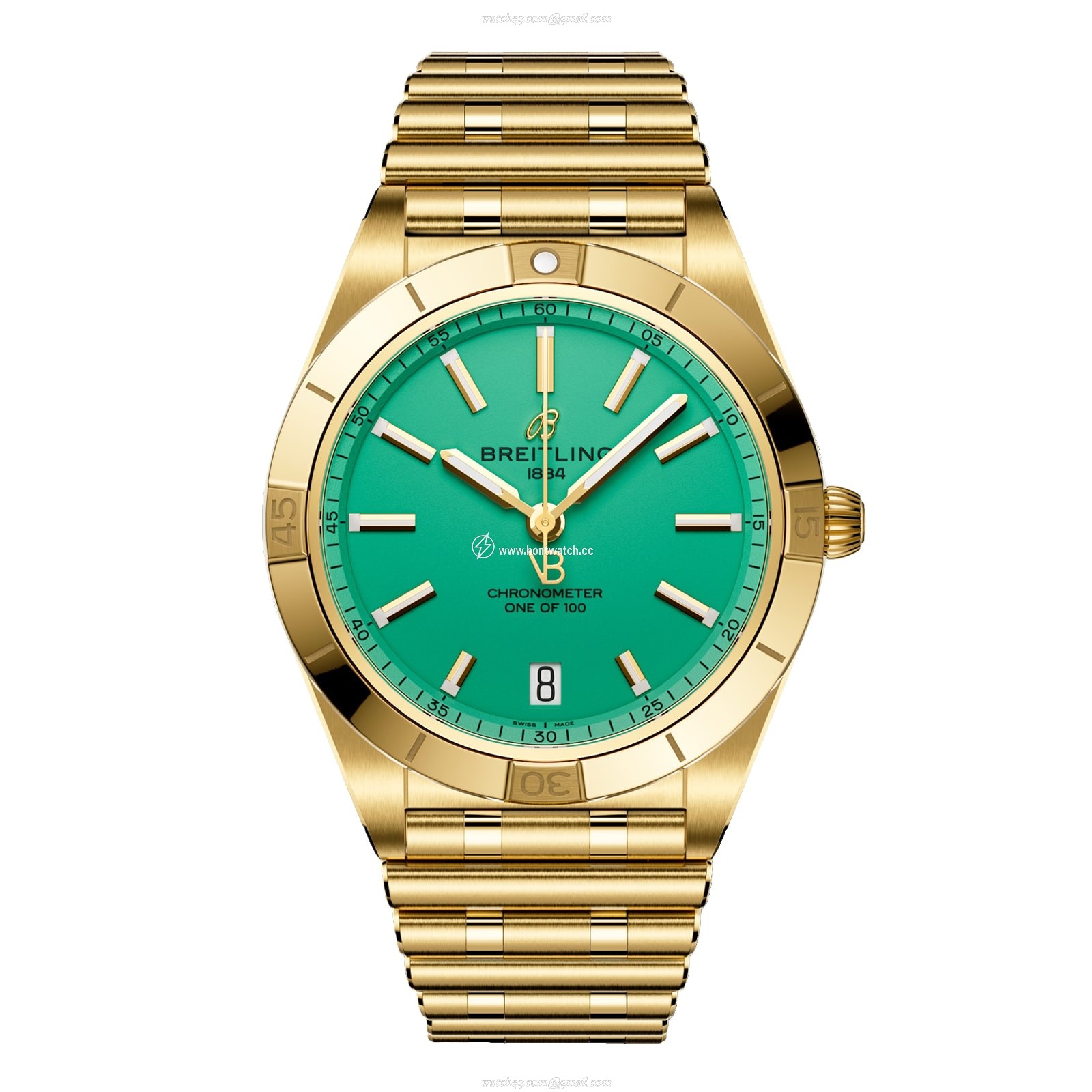 Breitling Chronomat 36mm Automatic Green Dial - 18ct Yellow Gold Watch