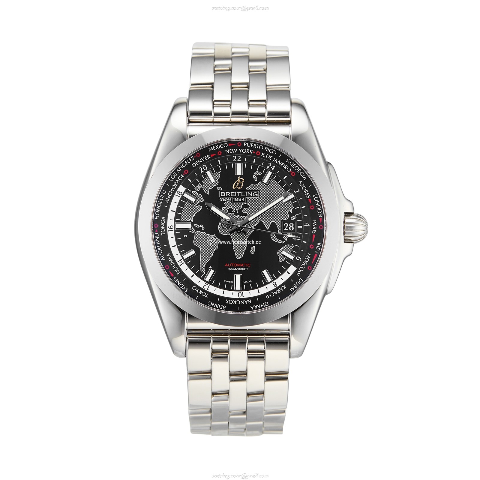 Breitling Galactic Automatic Watch - 43mm Stainless Steel Black Dial