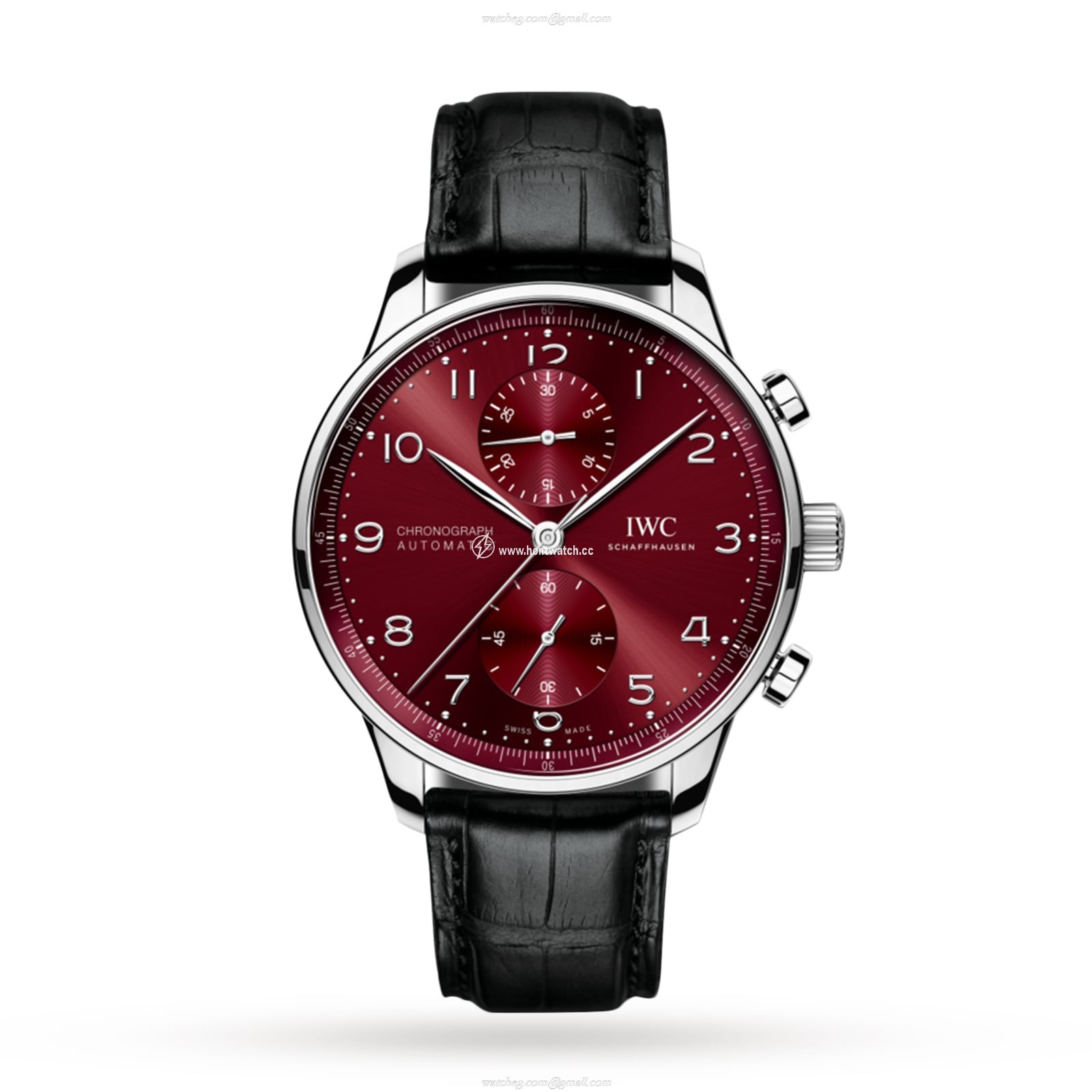 IWC Portugieser IW371616 Automatic Chronograph - 41mm Stainless Steel - Red Dial