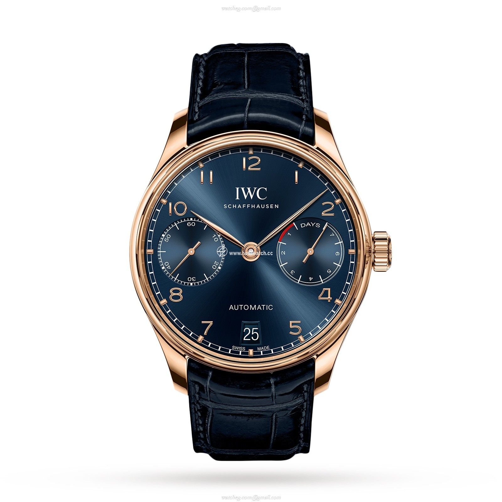 IWC Portugieser IW500713 Automatic Watch - 42.5mm Rose Gold Case - Blue Dial