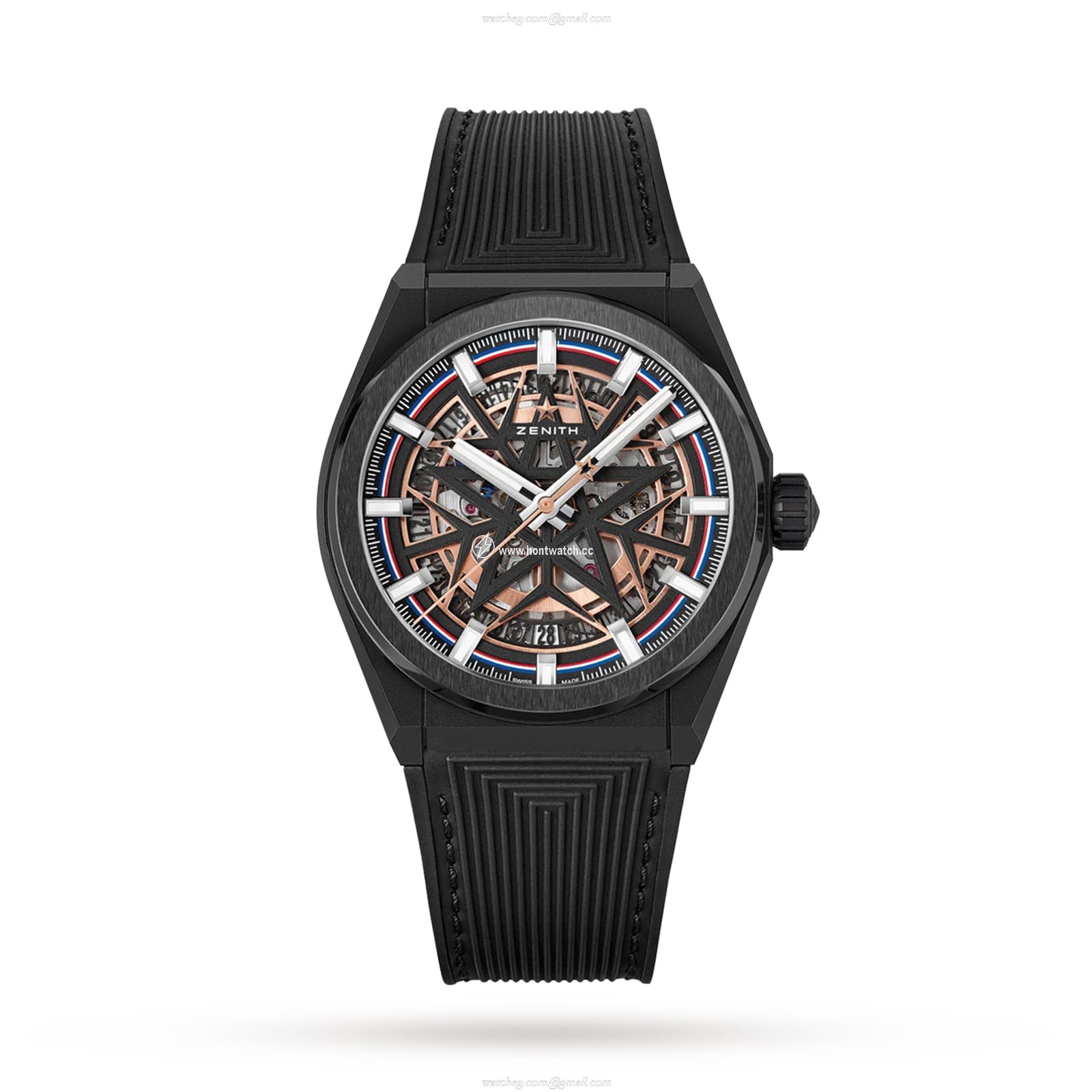 Zenith Defy Classic Ceramic 41mm Black Dial Rubber Strap Replica Watch
