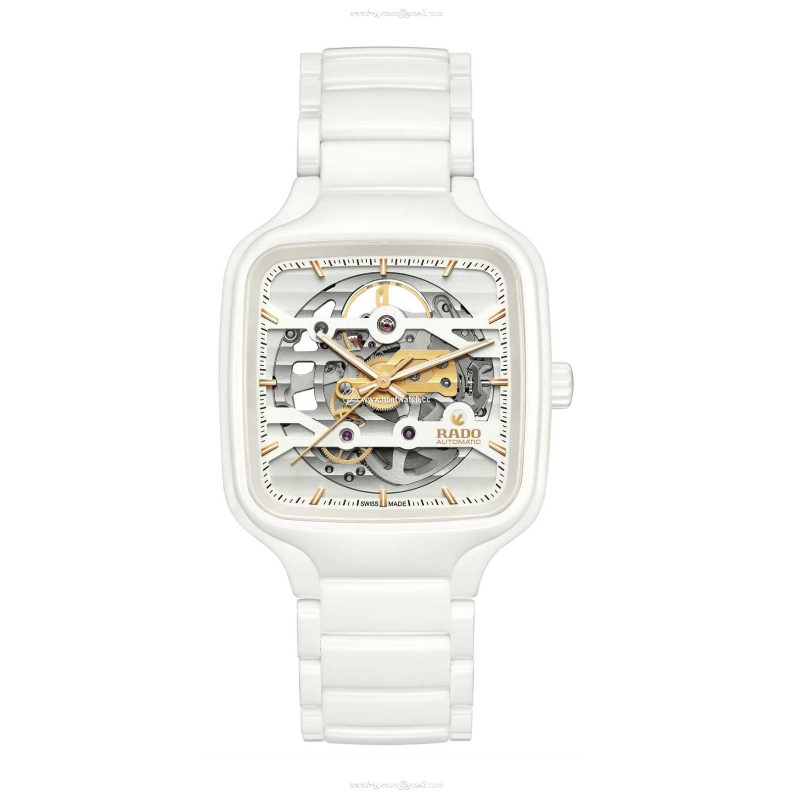 Rado True Square R27126012 | Ceramic Titanium Automatic Watch | 38mm White Dial