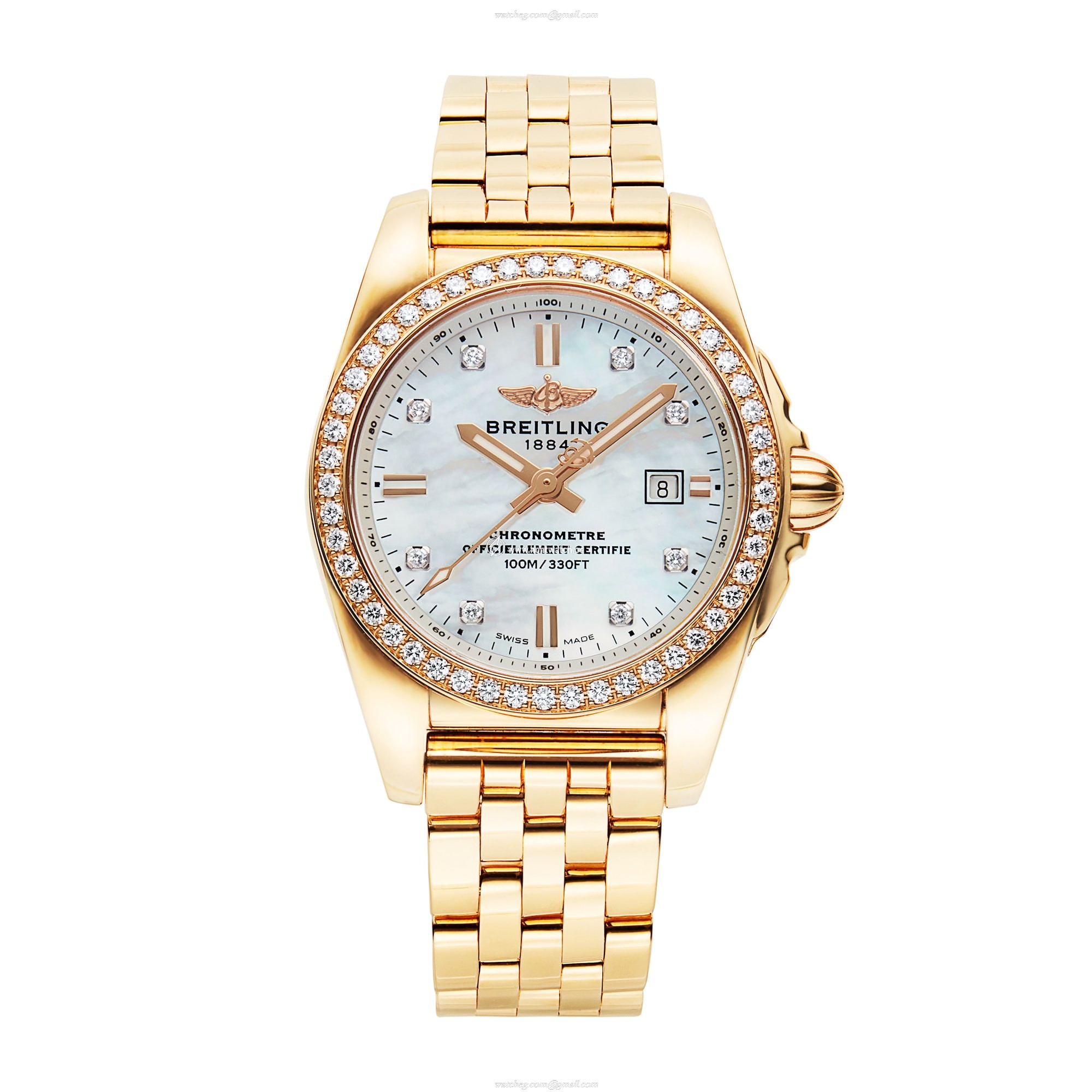 Breitling Galactic 18ct Rose Gold Quartz Watch - 29mm White Dial