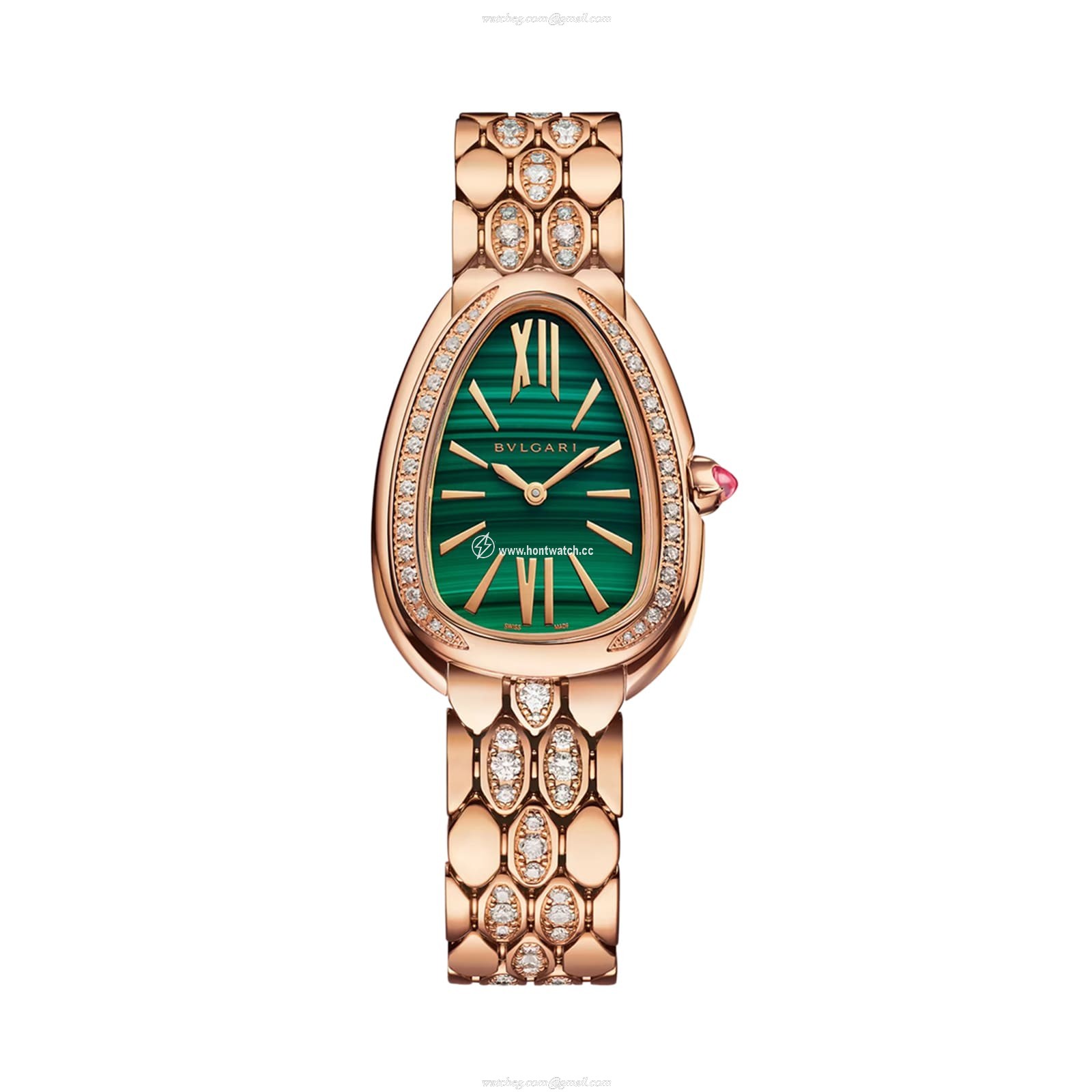 BVLGARI Serpenti 35mm Green Dial 18ct Rose Gold Quartz Watch