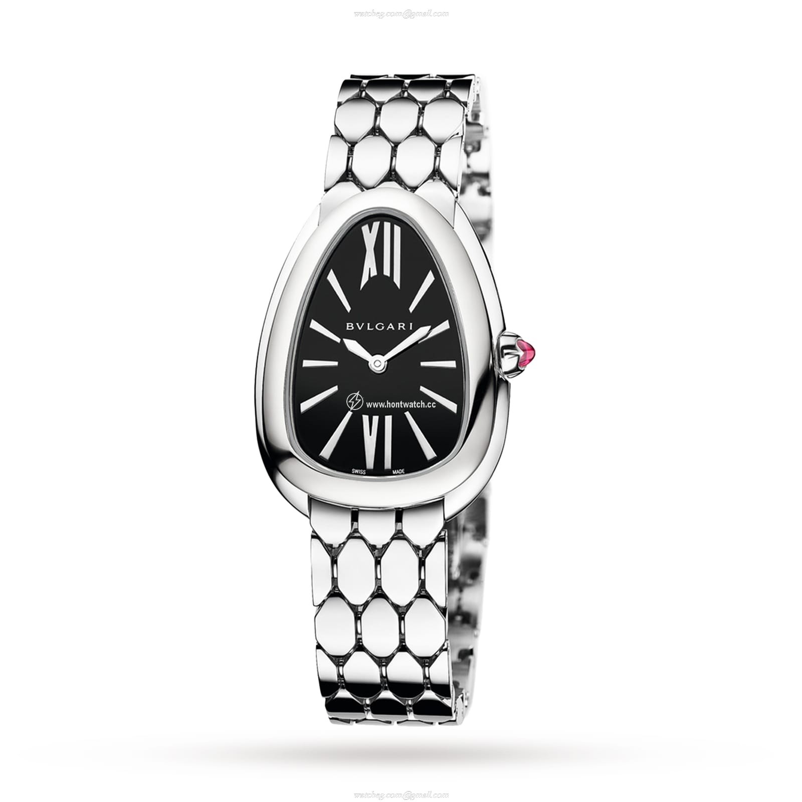 Bvlgari Serpenti Seduttori 103451 | 33mm Stainless Steel Quartz Watch - Black Dial