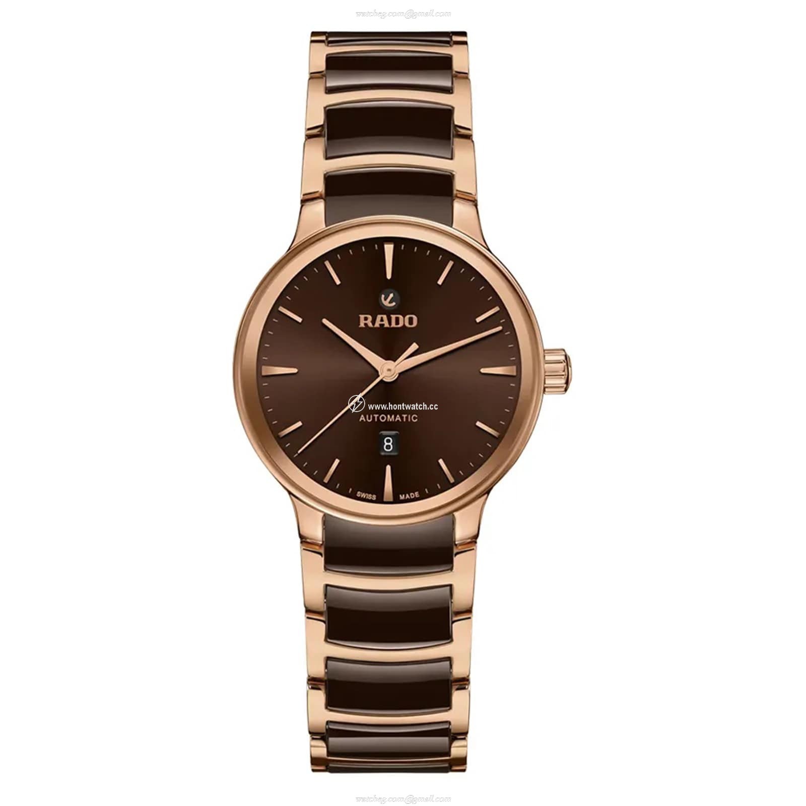 Rado Centrix R30019302 Automatic Watch - Brown Dial - Stainless Steel & Rose Gold PVD