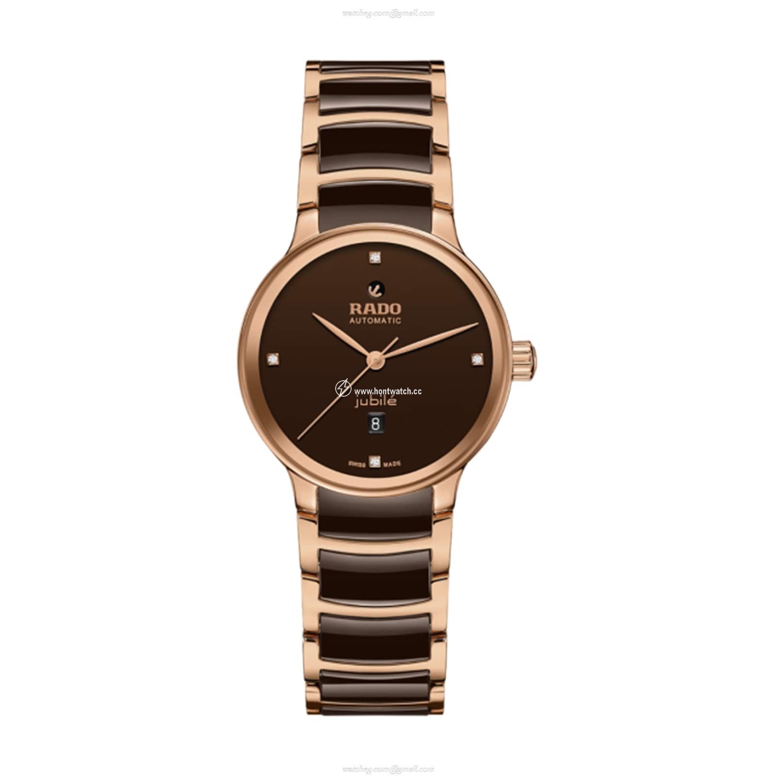 Rado Centrix Automatic Diamond Brown Watch | 30.5mm Stainless Steel & Rose Gold