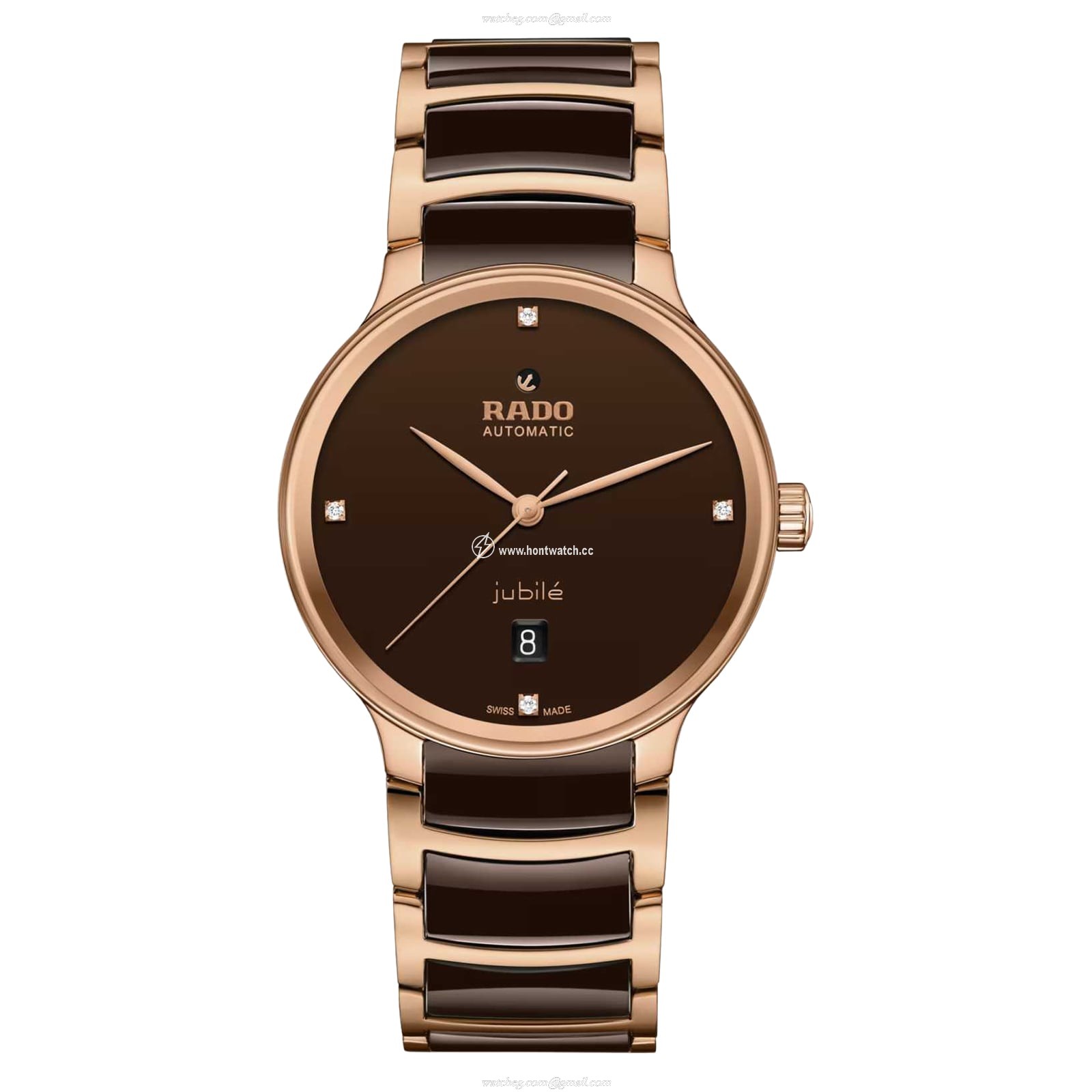 Rado Centrix R30017712 Automatic Watch - Brown Dial - Stainless Steel & Rose Gold PVD