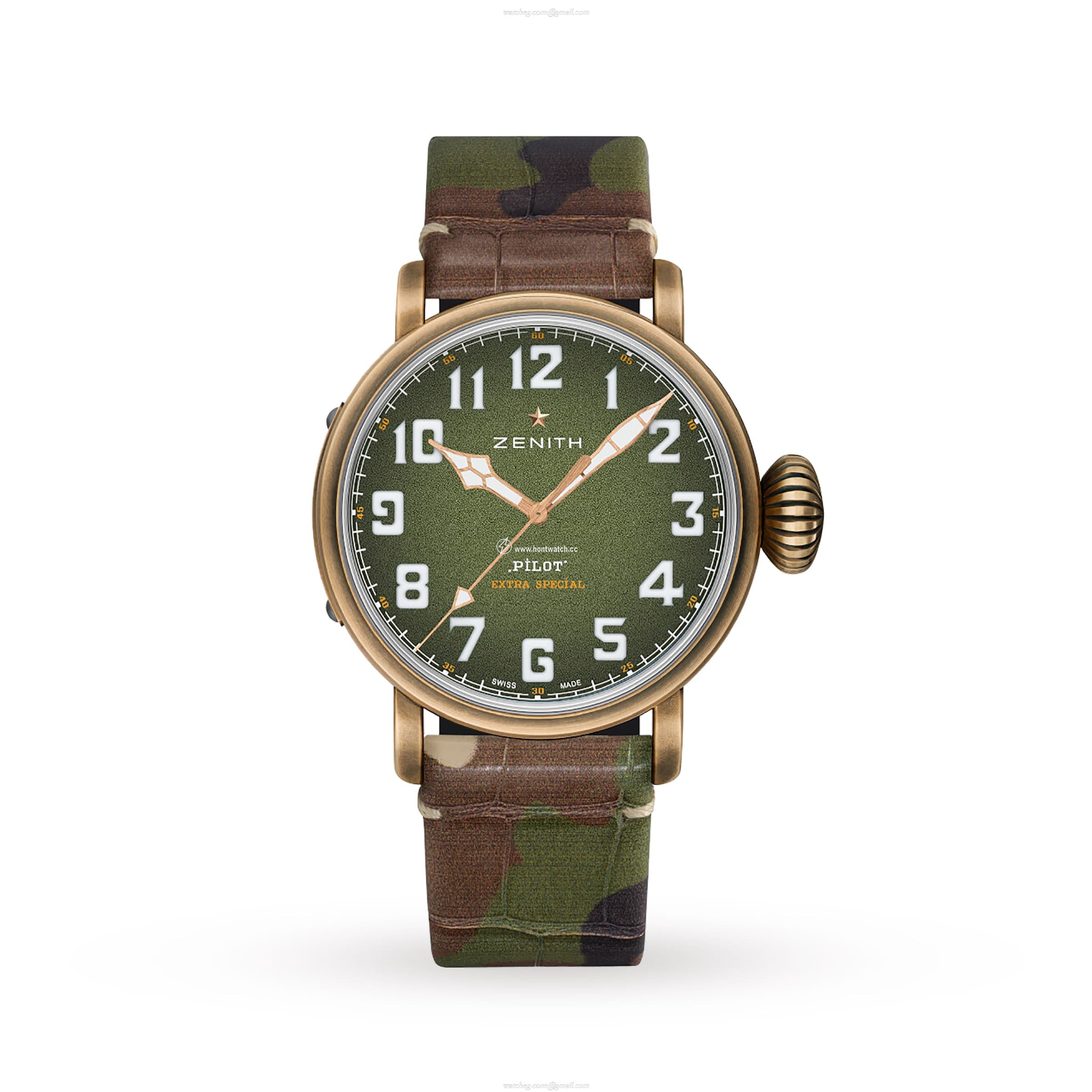 Zenith Pilot Bronze 45mm Manual Winding Green Dial Replica Watch