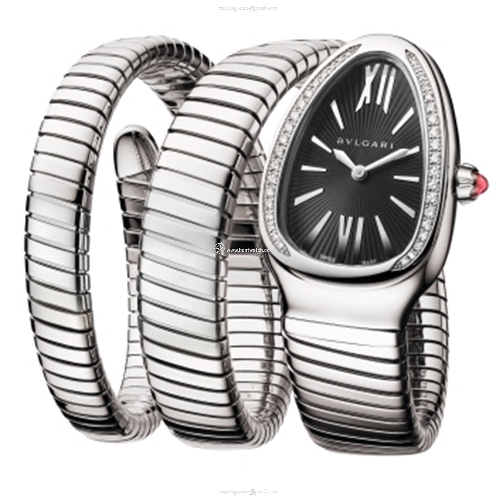 Bvlgari Serpenti 103433 Replica Watch - 35mm Stainless Steel Quartz Black Dial