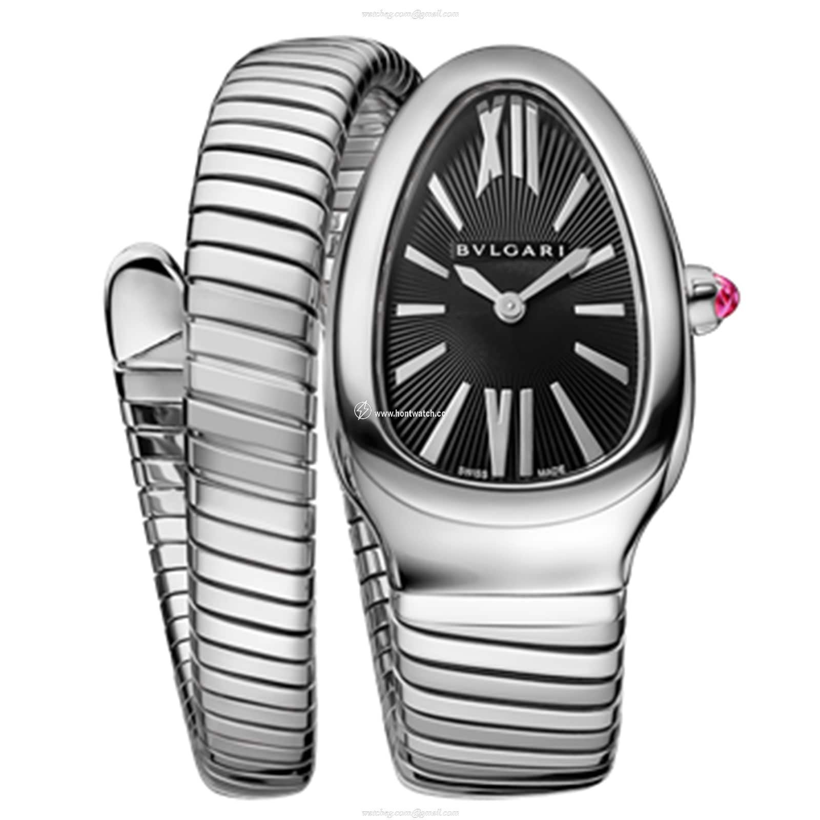 Bvlgari Serpenti 102826 Replica Watch | 35mm Stainless Steel Quartz Black Dial