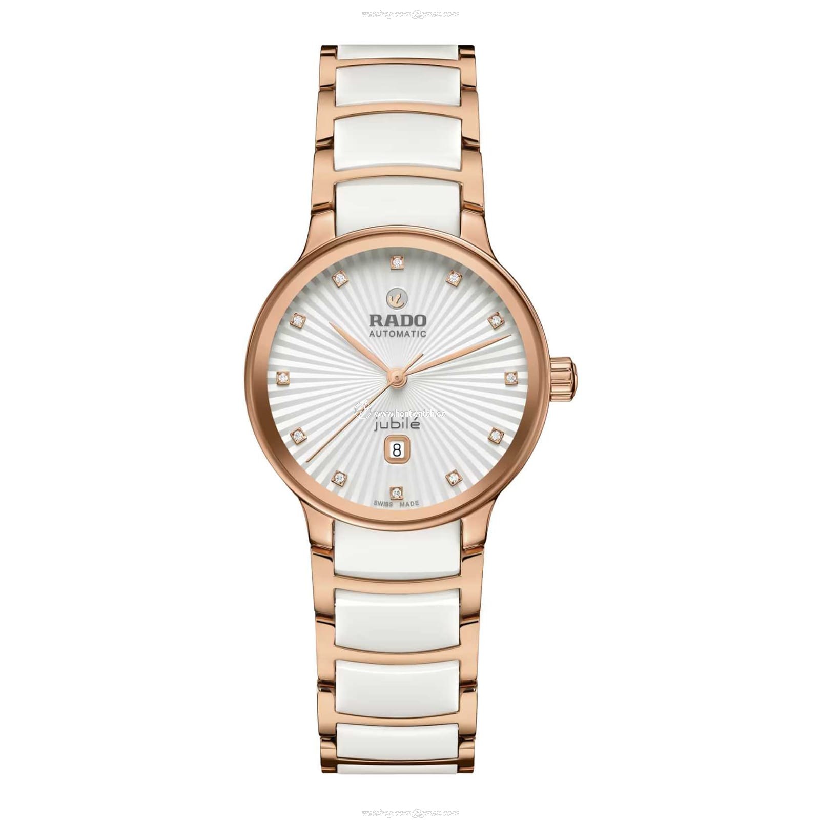 Rado Centrix Automatic Diamond Watch - White Dial & Rose Gold PVD - 30.5mm
