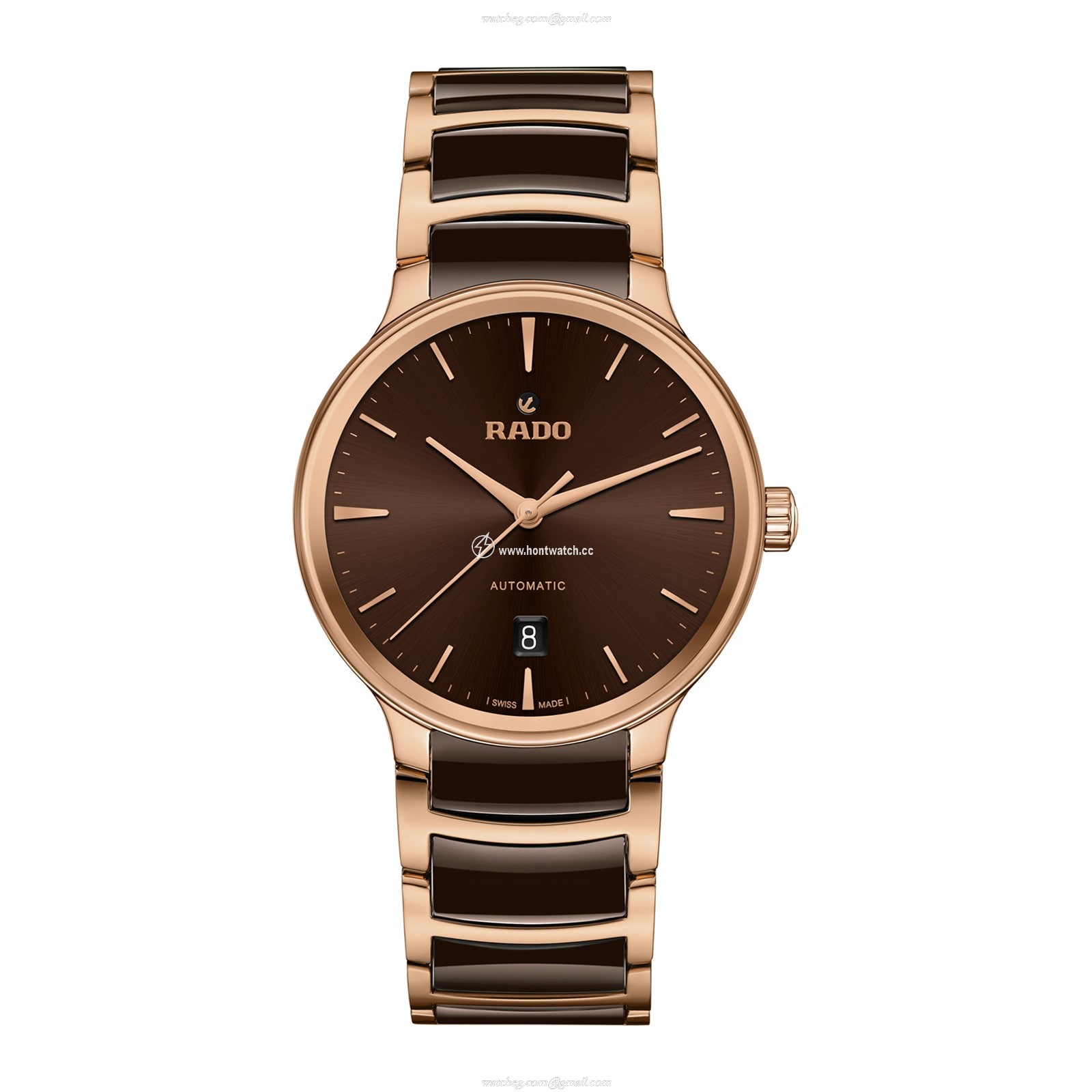 Rado Centrix R30017302 Automatic Watch - Brown Dial | 39.5mm Stainless Steel & Rose Gold