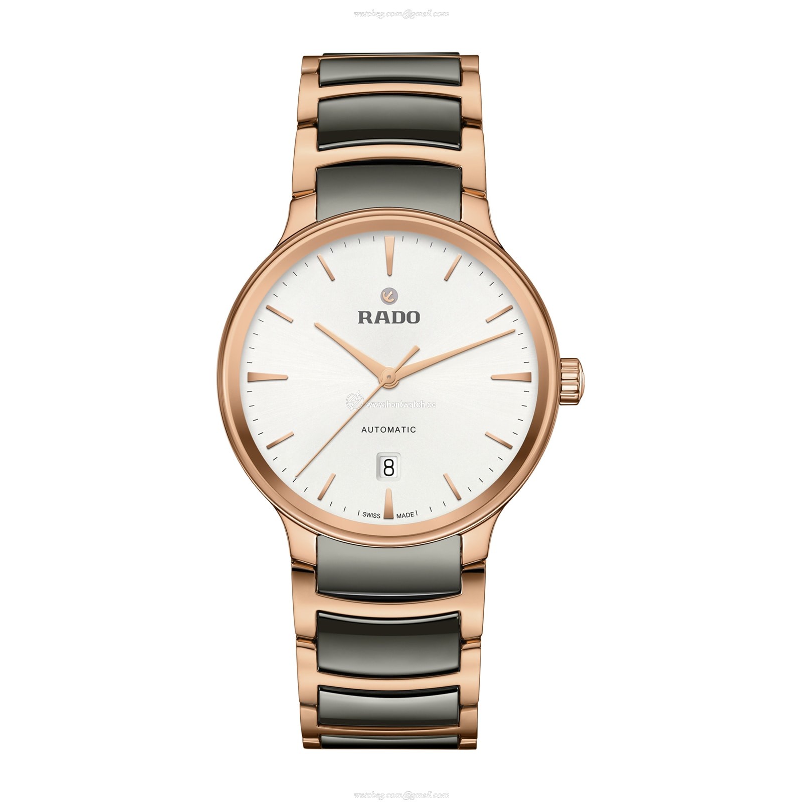 Rado Centrix R30017012 Automatic Watch - Silver Dial - 39.5mm Stainless Steel & Rose Gold