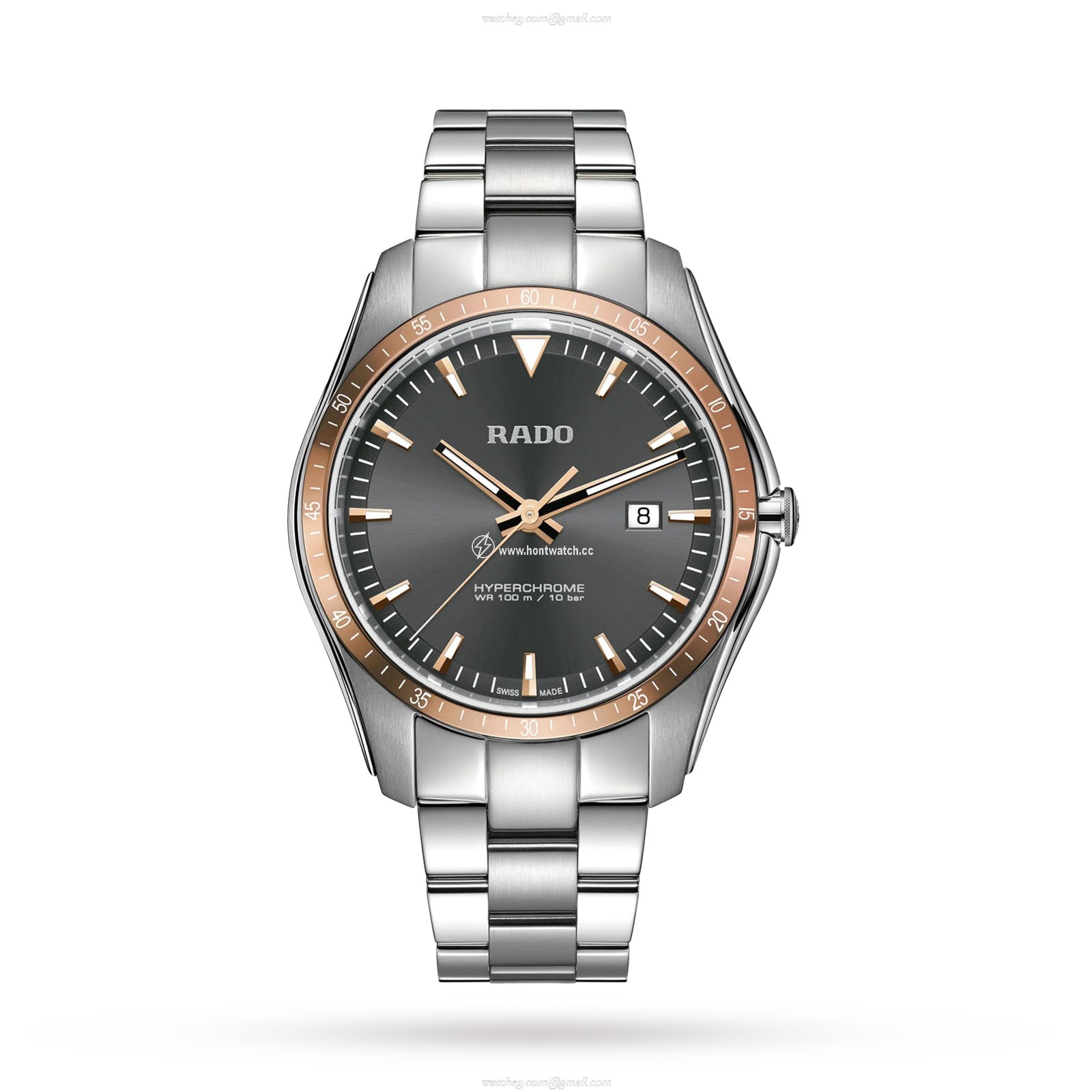 Rado HyperChrome Quartz Grey Watch - 44mm Stainless Steel - 100M Water Resistant
