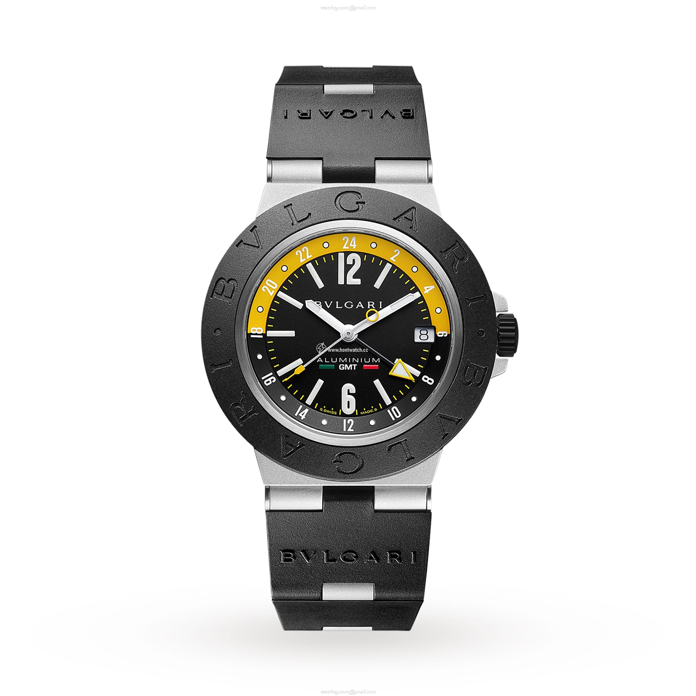 Bvlgari Aluminium Automatic Black Watch - 40mm Arabic Dial - 100M Water Resistant