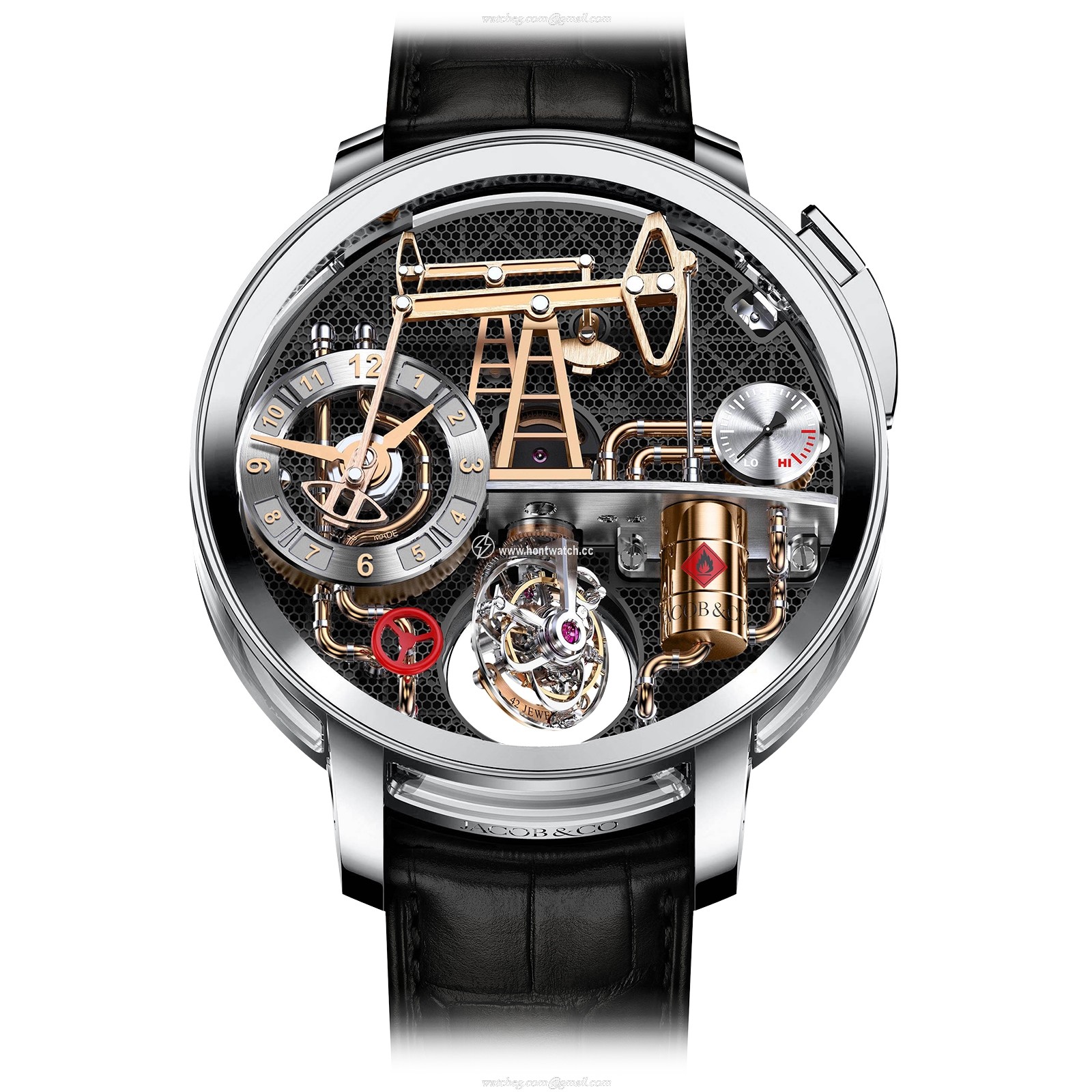 Jacob & Co Gents Collection OI100.30 18ct White Gold Mechanical Black Watch | 49.5mm
