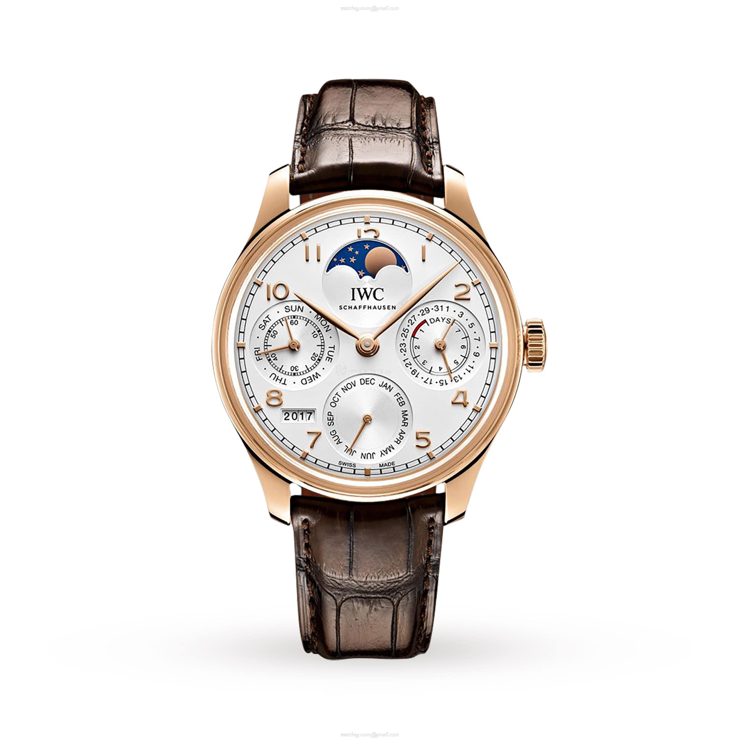 IWC Portugieser IW503302 44mm 18ct Rose Gold Automatic Watch - White Dial