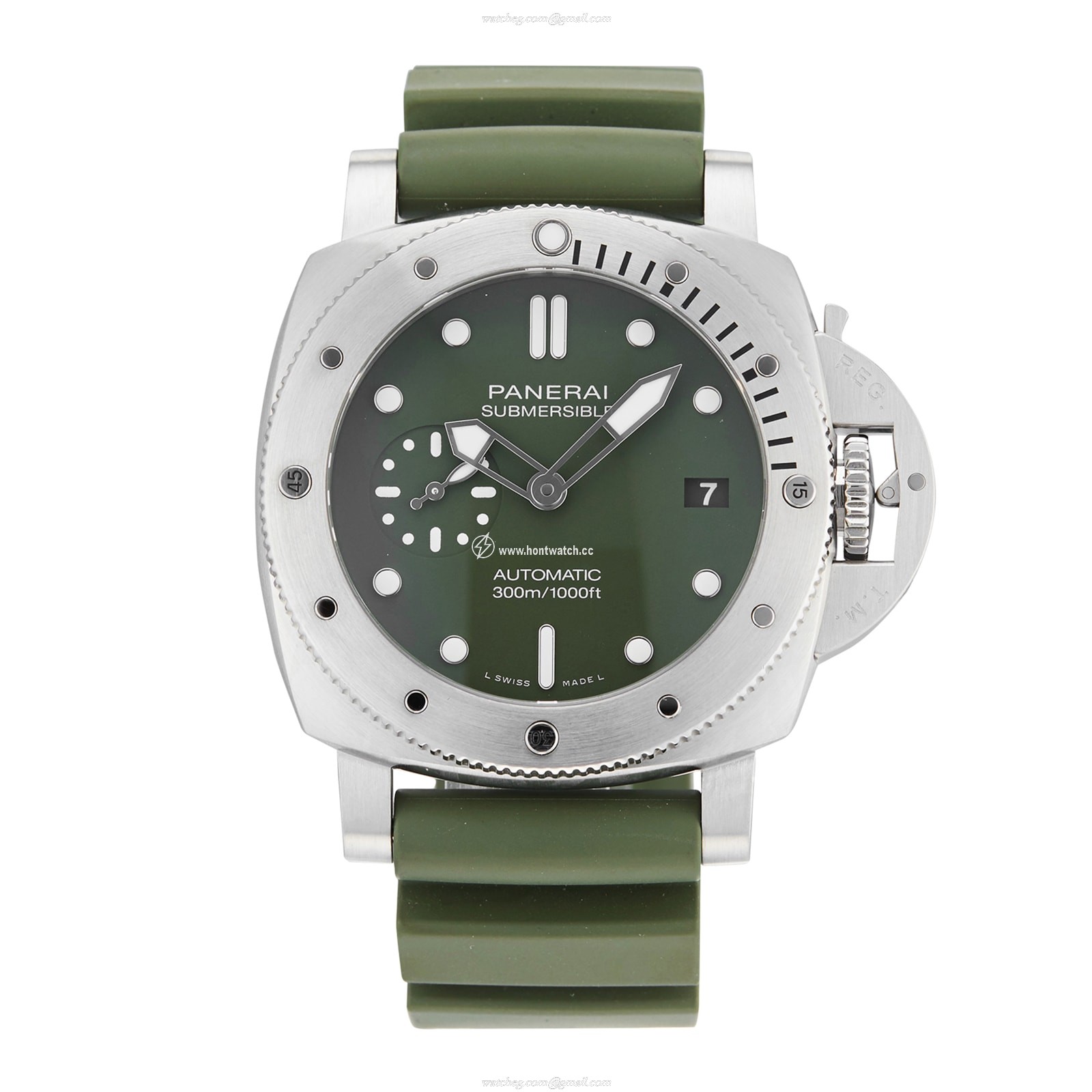 Pre-Owned Panerai Submersible PAM01055 - 42mm Green Dial Automatic Watch