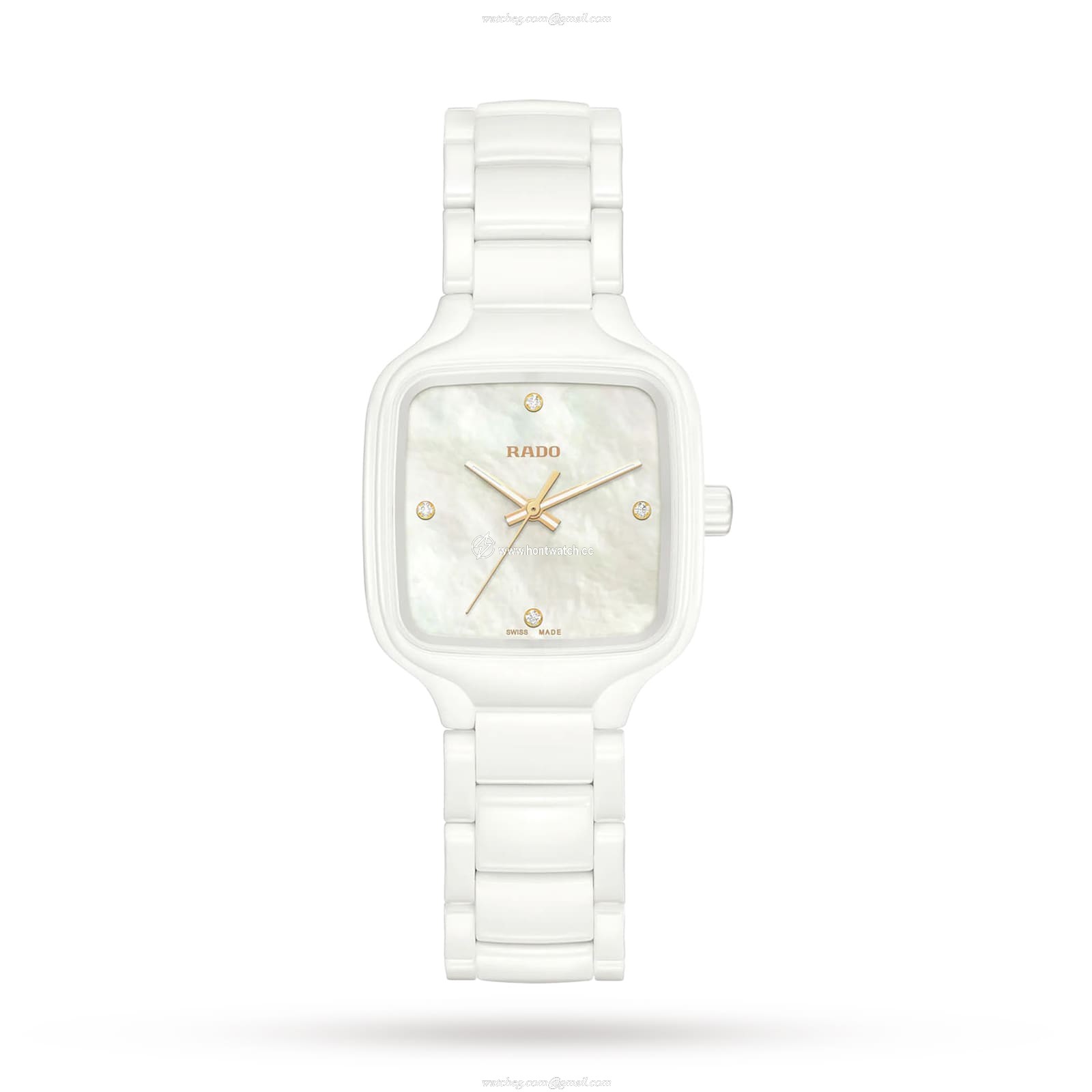 Rado True Square Ceramic Quartz Watch | White Dial & Diamonds | 28mm