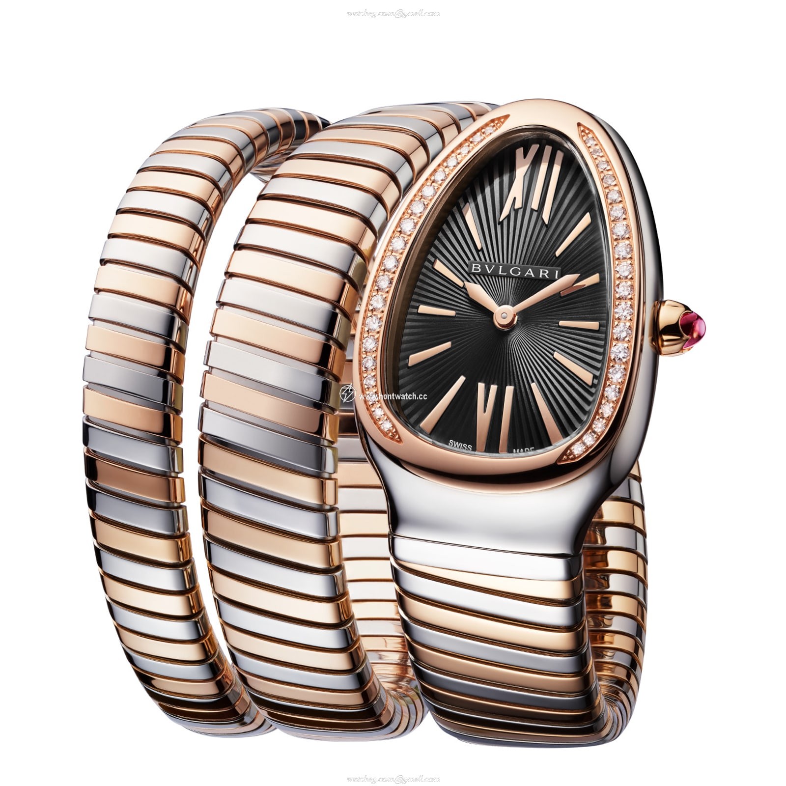 Bvlgari Serpenti 102099 Watch | 35mm Steel & Rose Gold | Quartz Black Dial