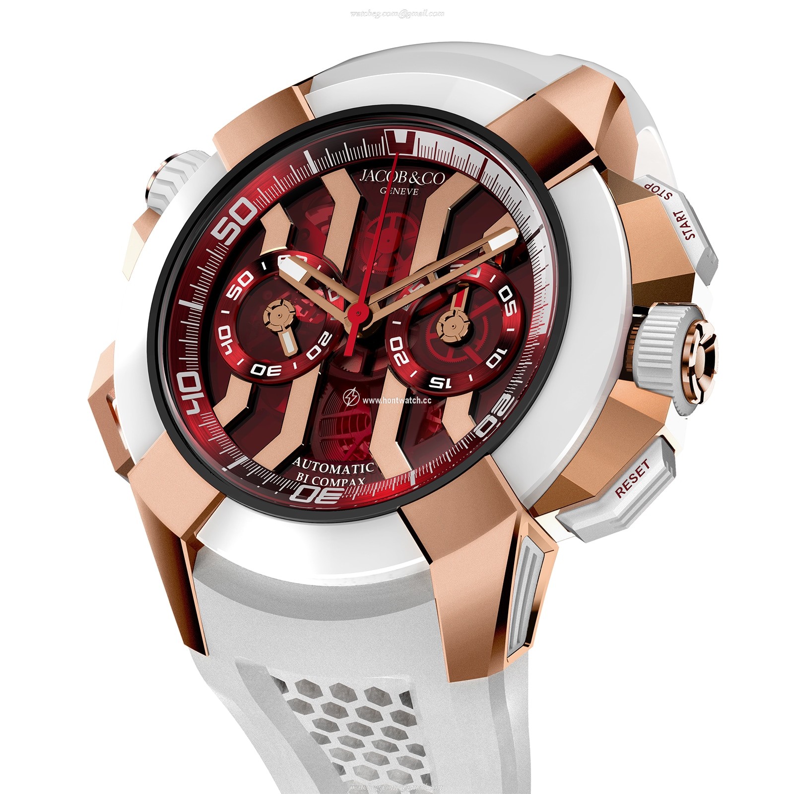 Jacob & Co Epic X Titanium & Rose Gold Automatic Red Watch - 47mm