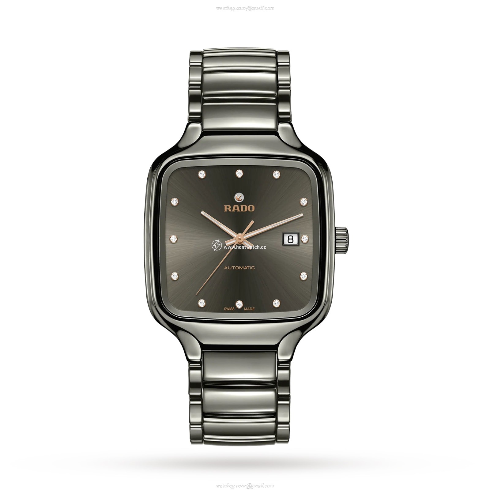 Rado True Square R27077702 Ceramic Automatic Grey Watch | 38mm Diamonds