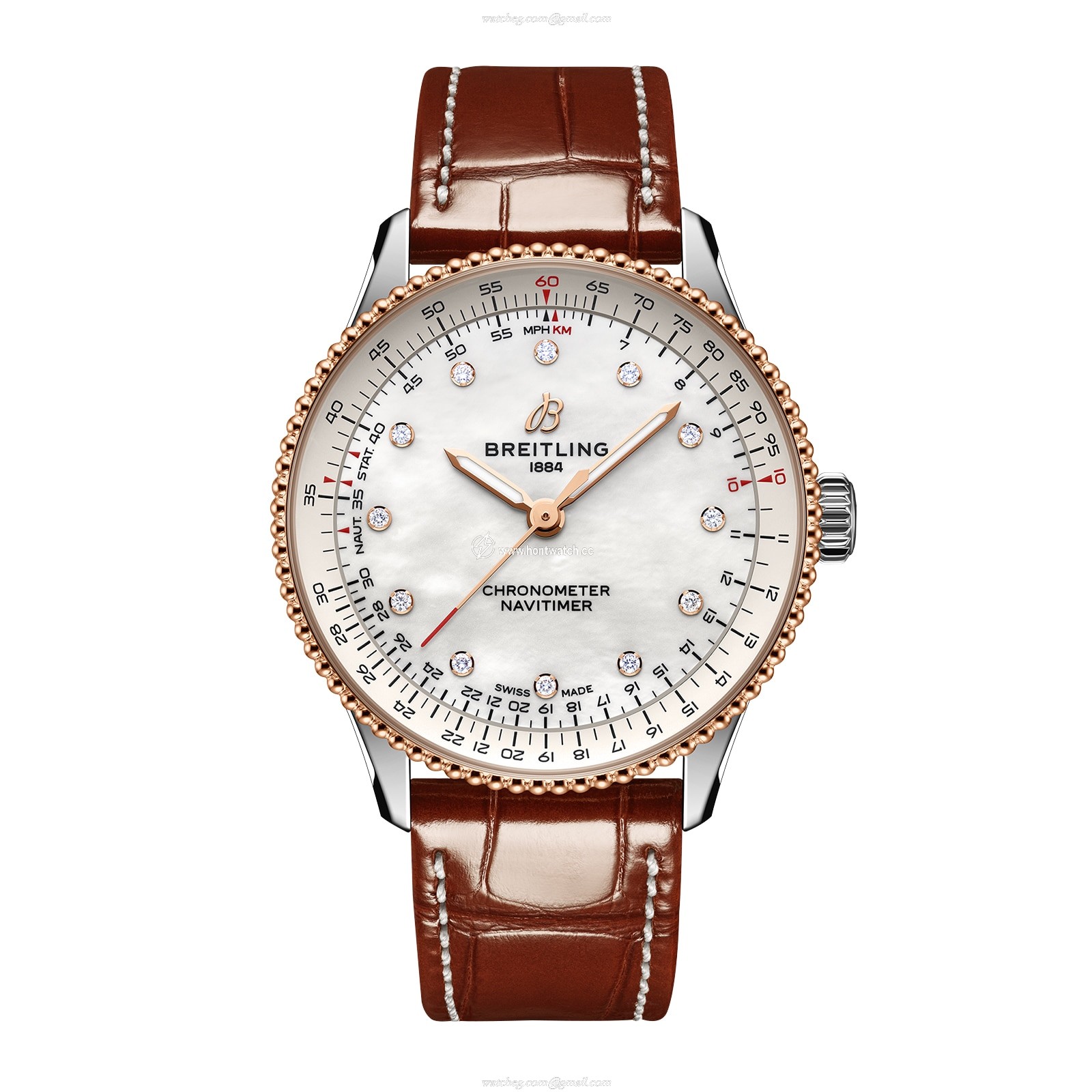 Breitling Navitimer 36mm Automatic - Stainless Steel & Rose Gold - White Dial