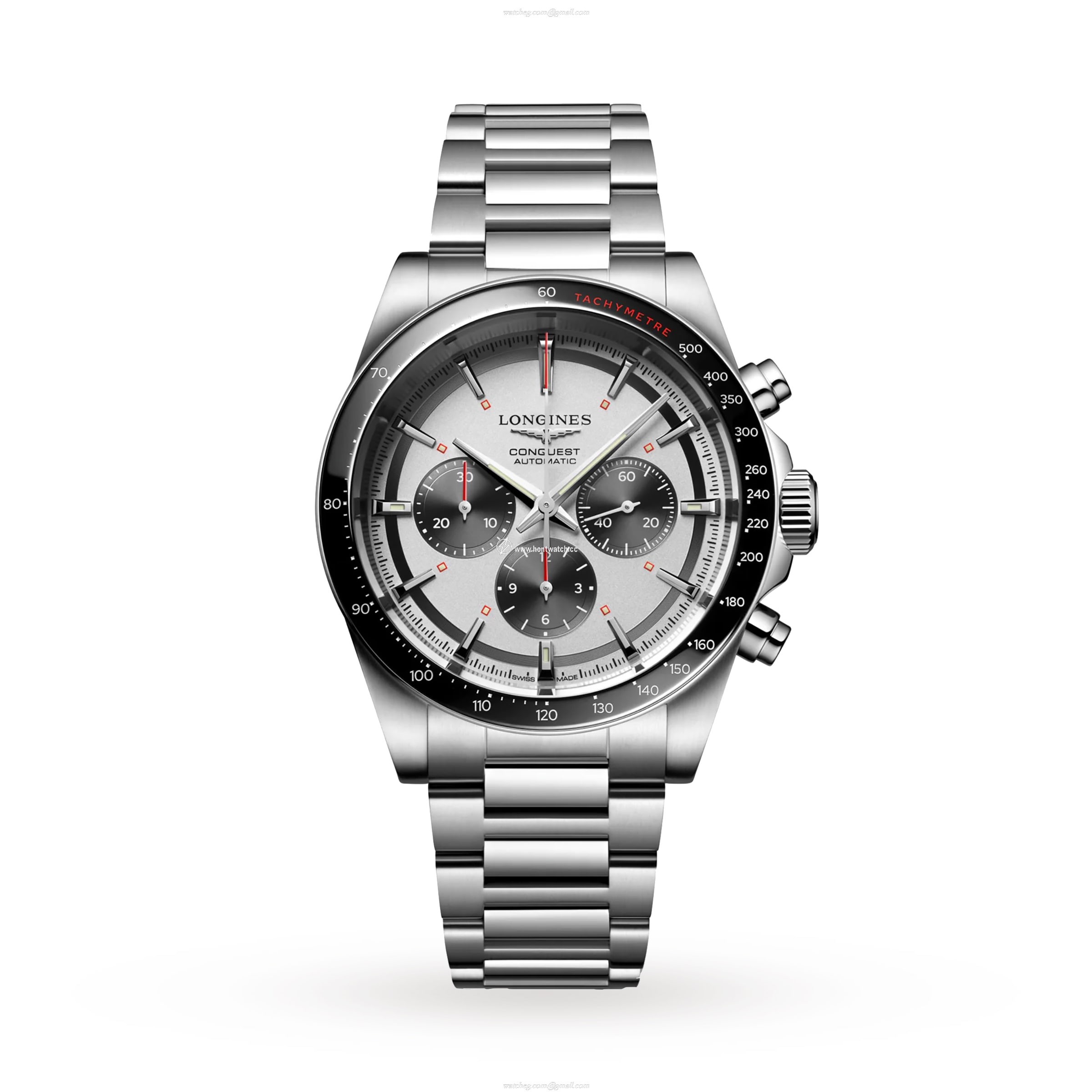 Longines Conquest L38354726 Automatic Watch - 42mm Silver Dial - Stainless Steel & Ceramic
