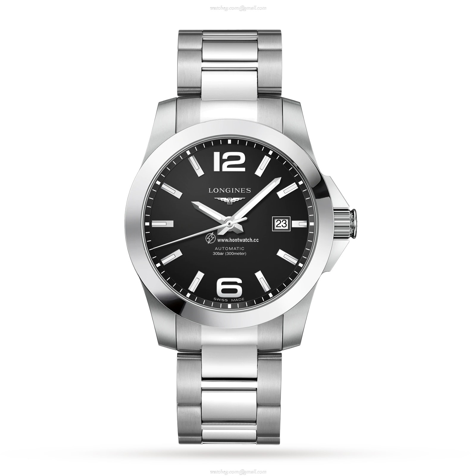 Longines Conquest L37774586 Automatic Watch - 41mm Black Dial - Stainless Steel