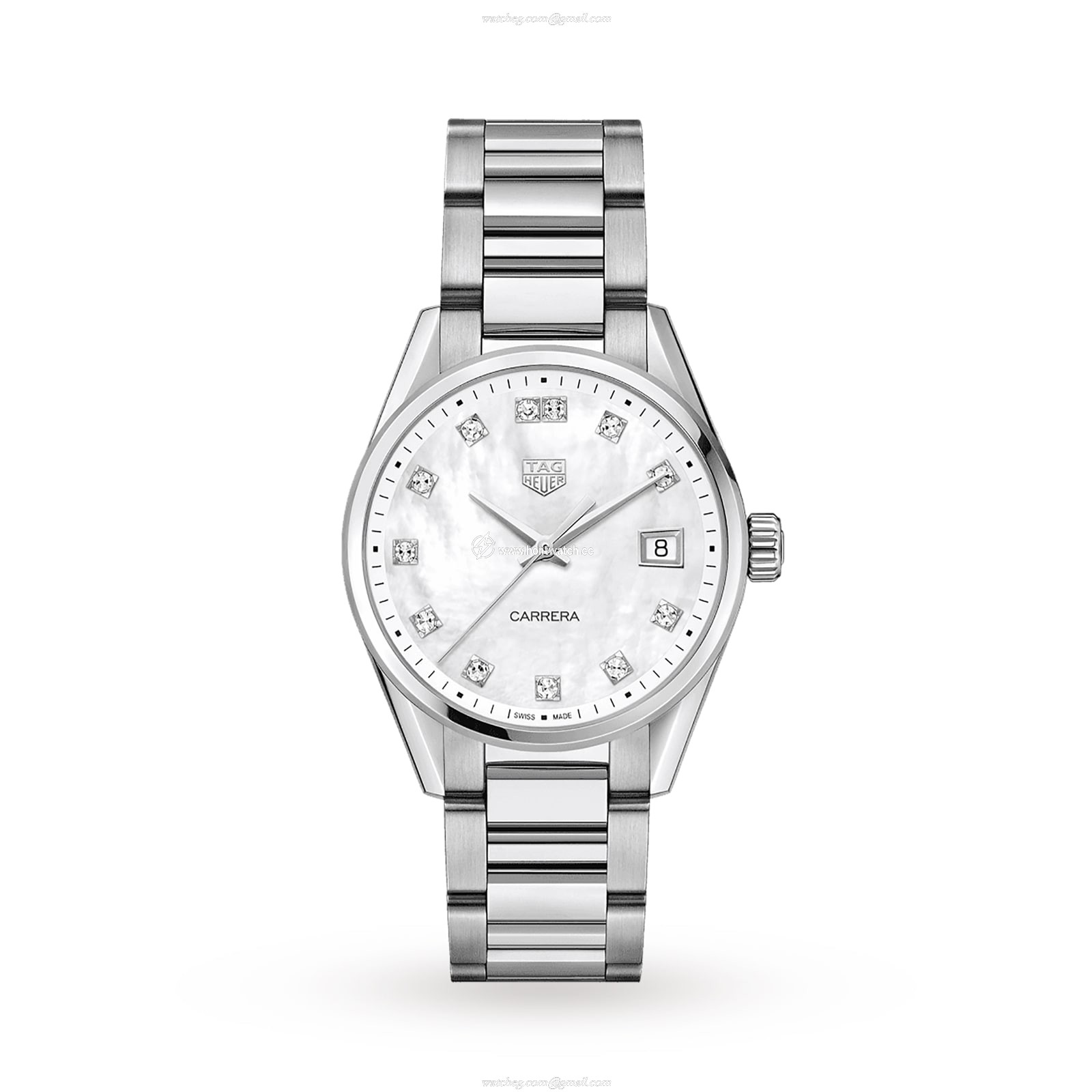 TAG Heuer Carrera WBK1318.BA0652 - 36mm Steel Quartz Watch - Mother of Pearl Dial