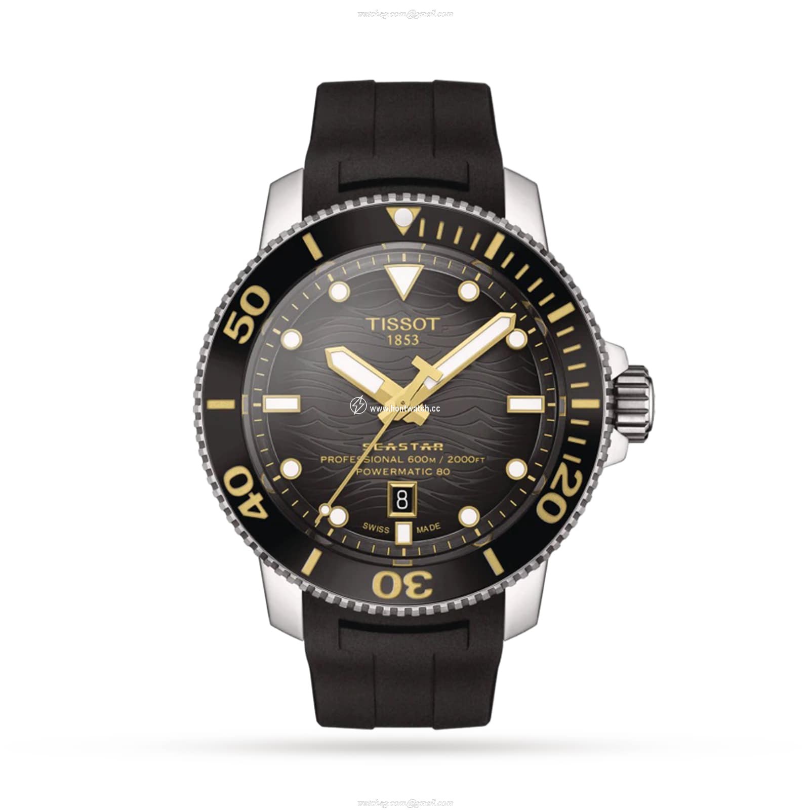 Tissot T-Sport Seastar 2000 Automatic Watch - 46mm Black Dial - 600M Water Resistant