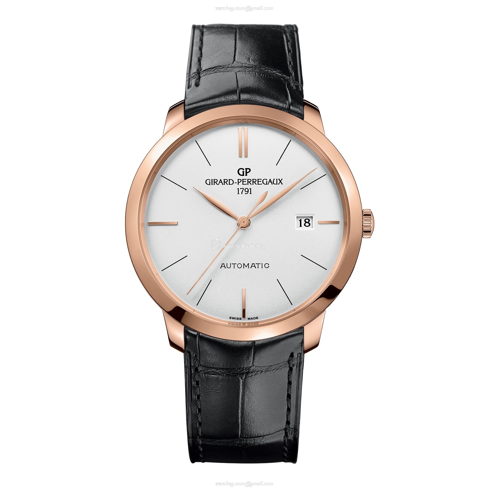 Girard-Perregaux 1966 Rose Gold Automatic Watch - 40mm Silver Dial