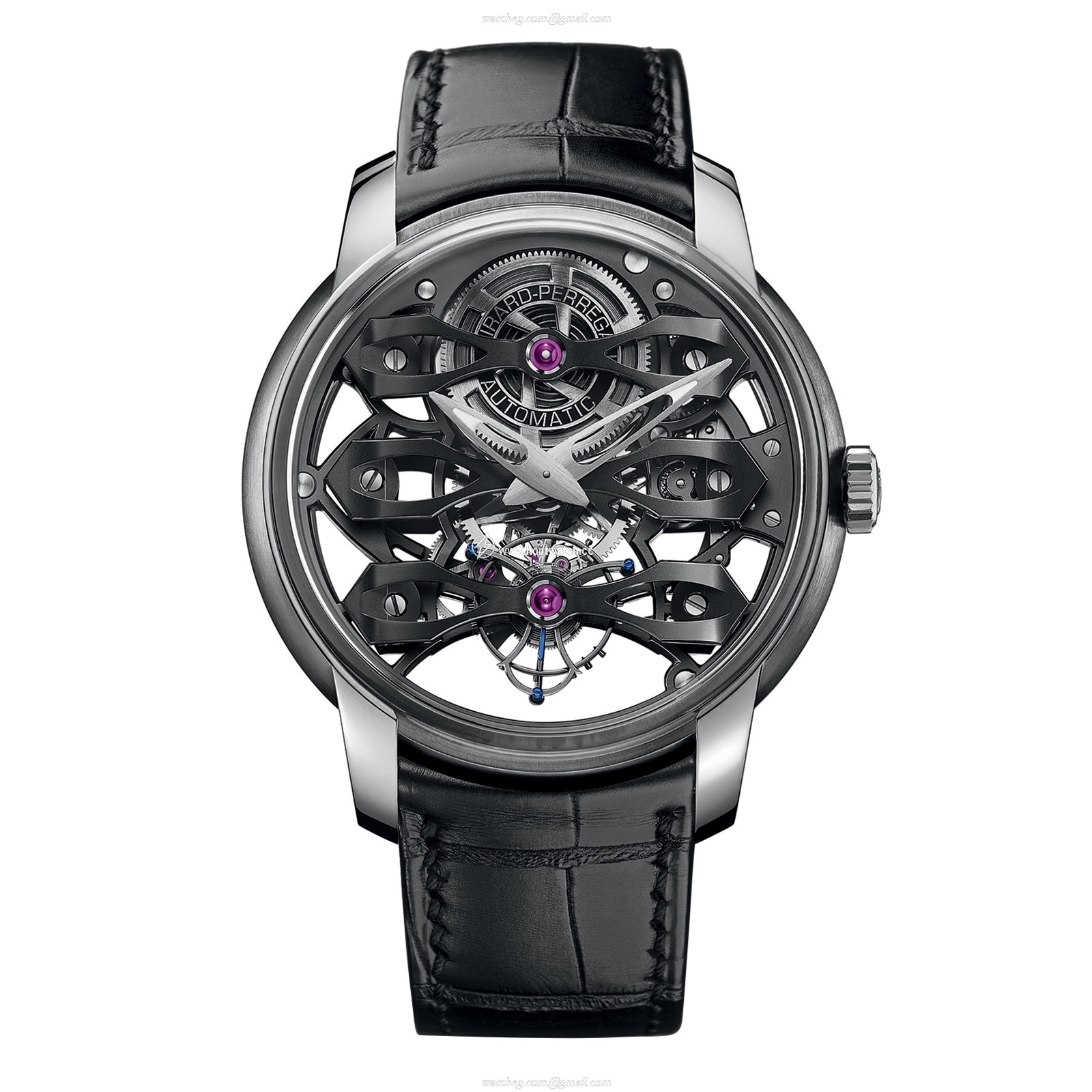 Girard-Perregaux Bridges Titanium Automatic Watch - 45mm Case - Alligator Strap
