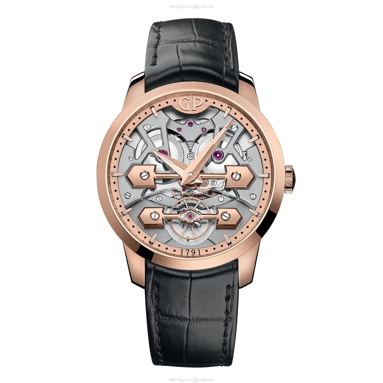 Girard-Perregaux Bridges Rose Gold Automatic Watch - 45mm Alligator Strap