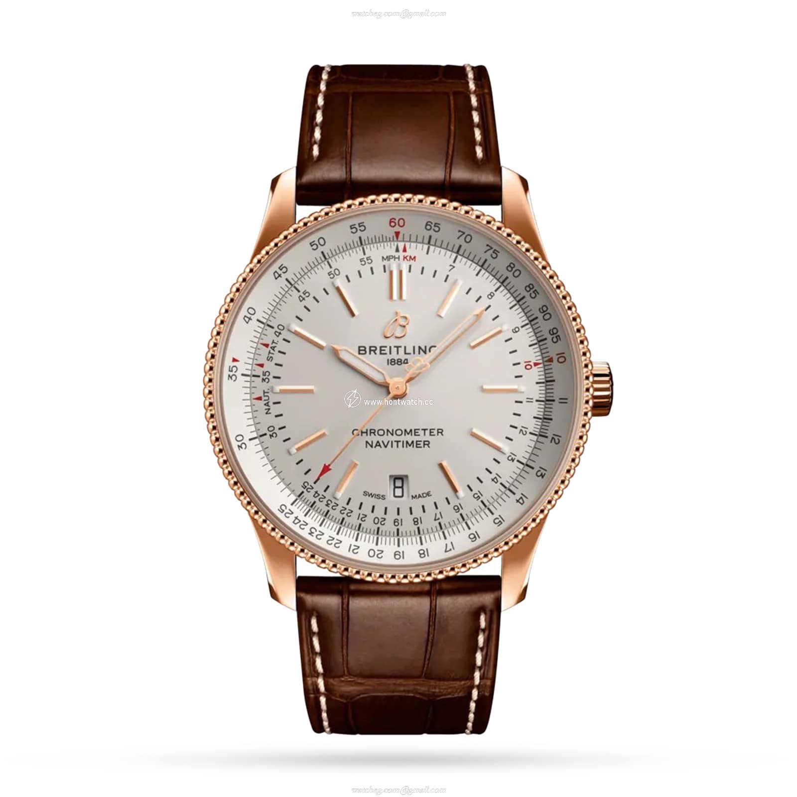 Breitling Navitimer 41mm 18ct Rose Gold Automatic Silver Dial Replica