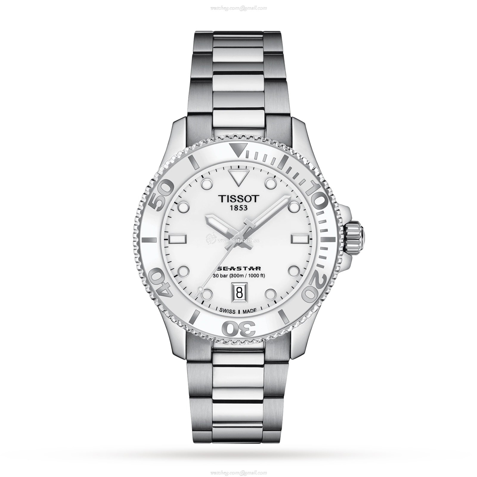 Tissot T-Sport Seastar 36mm White Dial Quartz Watch - 300M Water Resistant